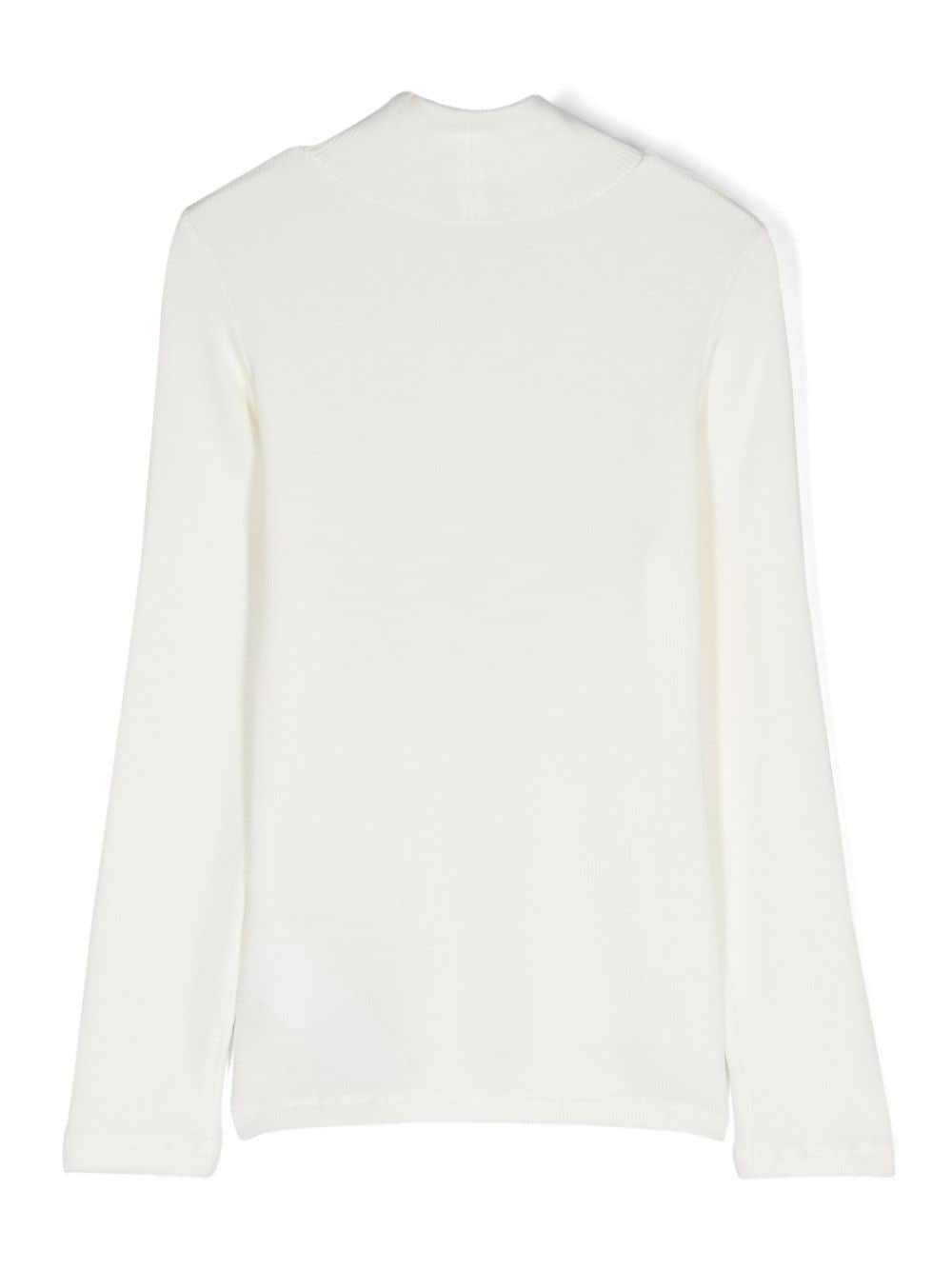 MONNALISA WHITE TURTLENECK SWEATER FOR GIRLS 