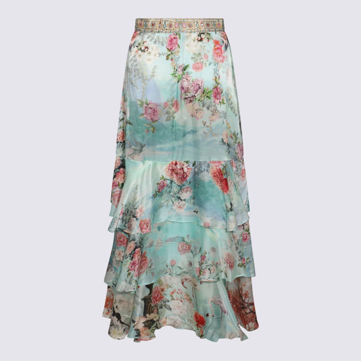 Light Blue Silk Midi Skirt