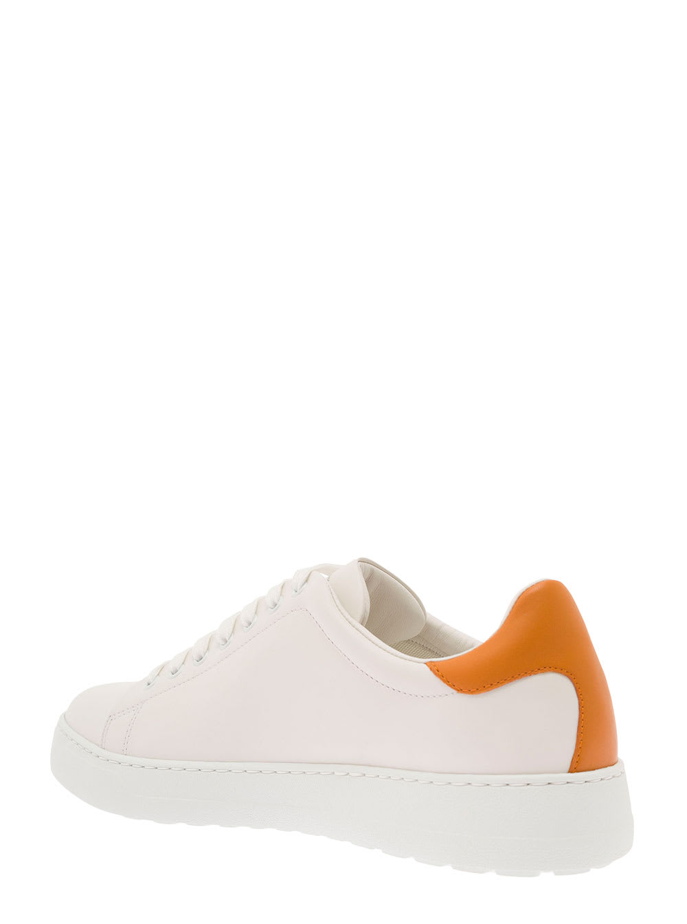 Shop Ferragamo White Low Top Sneakers With Gancini Logo Print In Leather Man