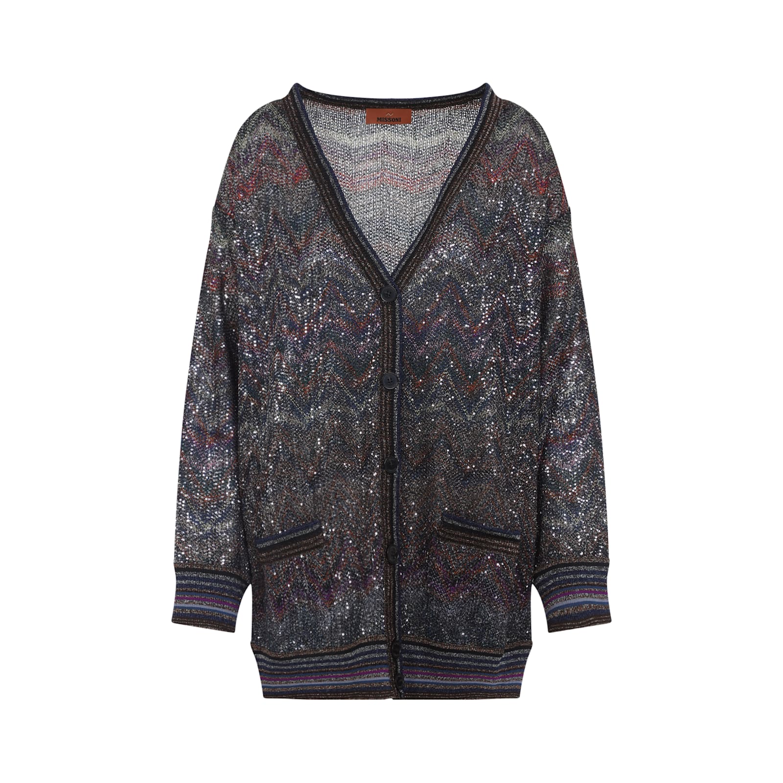 Missoni Zigzag Pattern Cardigan Sweaters And Cardigans Multicolor In Gray