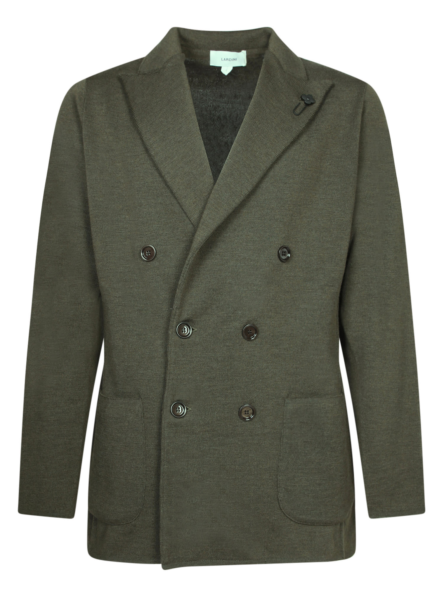 Shop Lardini Military Green Wool Cardigan Jacket