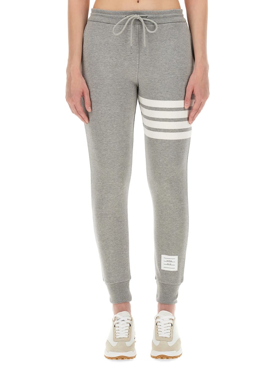 Shop Thom Browne Cotton Fleece Pants In Grey