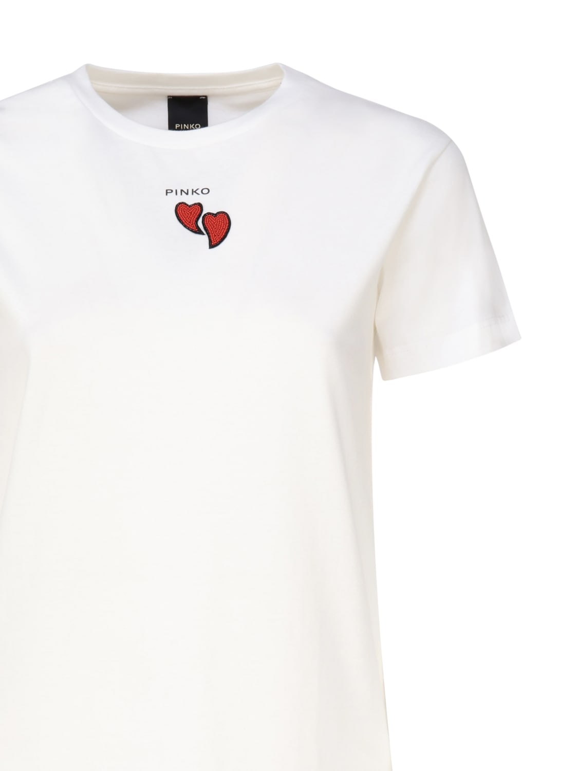 Shop Pinko T-shirt Embroidery Hearts In White
