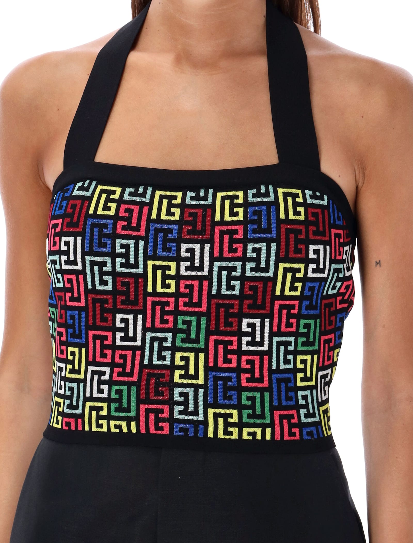 Shop Balmain Multicolor Monogram Top