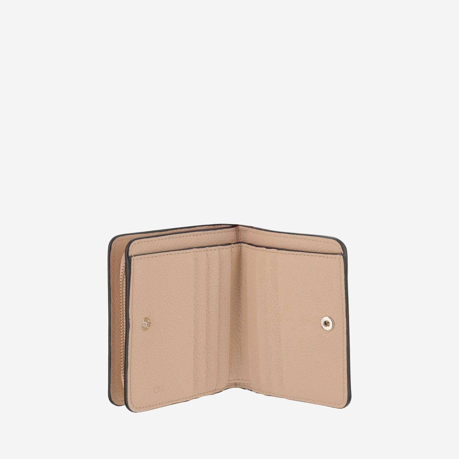 Chloé Alphabet Compact Wallet In Grained Leather Grey Size Onesize 100% Calf-skin Leather In Beige