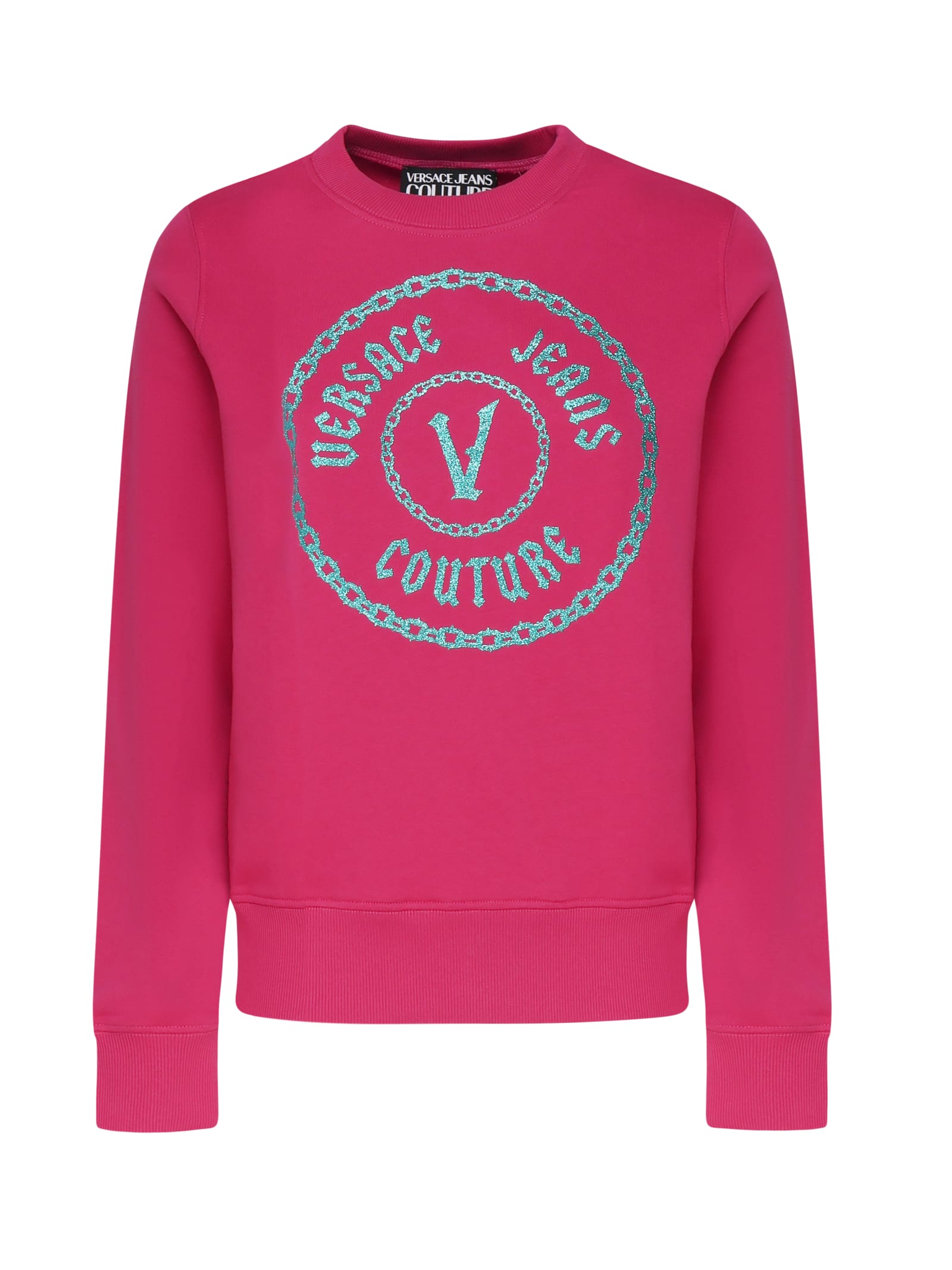 Shop Versace Jeans Couture Cotton Sweatshirt In Raspberry Rose