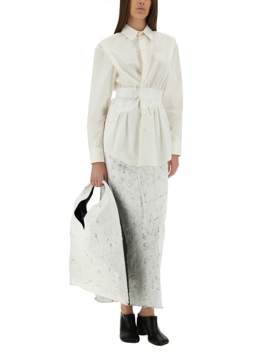 Mm6 Maison Margiela Bianchetto Painted Raw Edge Denim Maxi Skirt