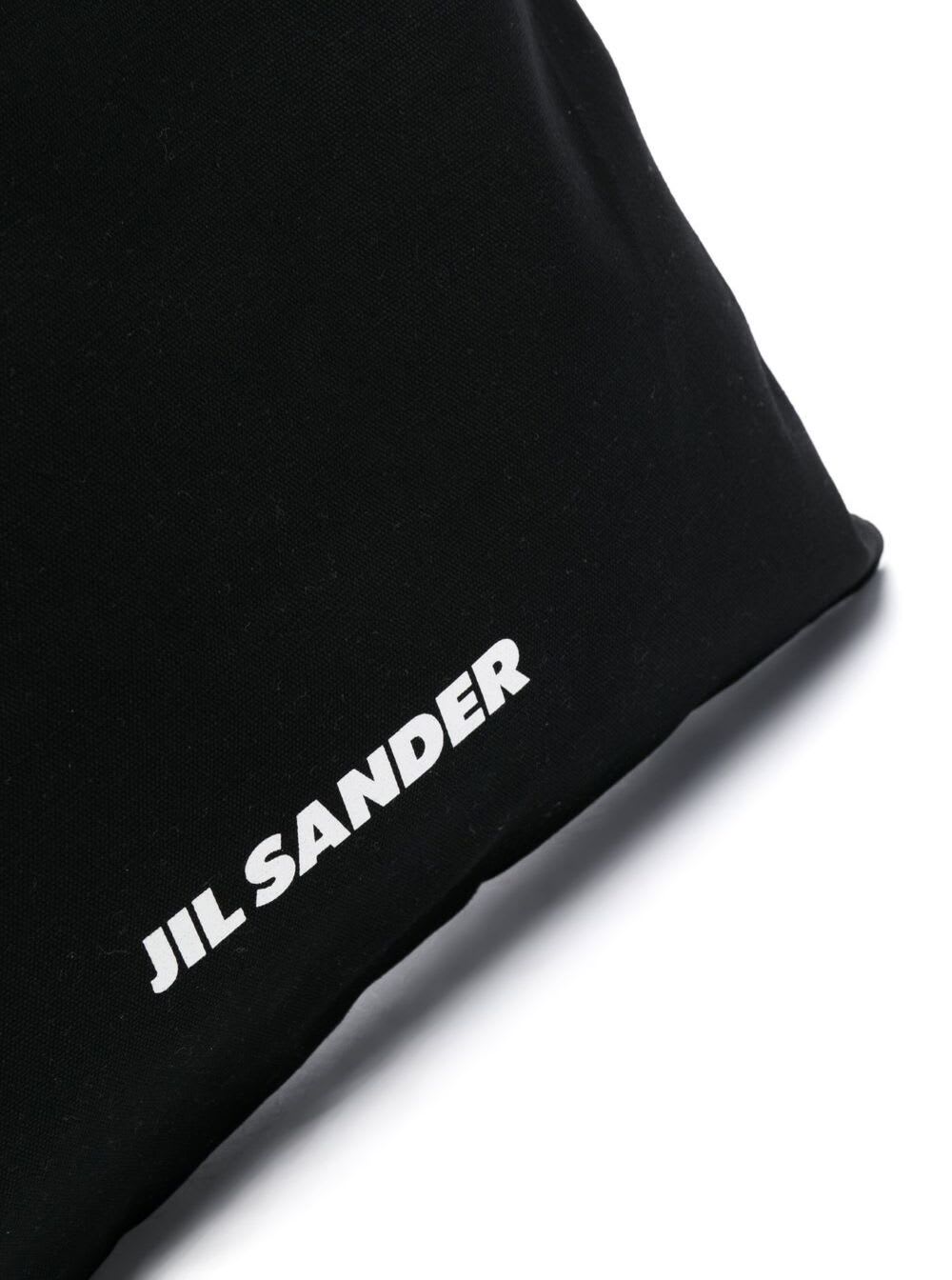 Shop Jil Sander Black Tote Bag With Logo Print In Canvas Man