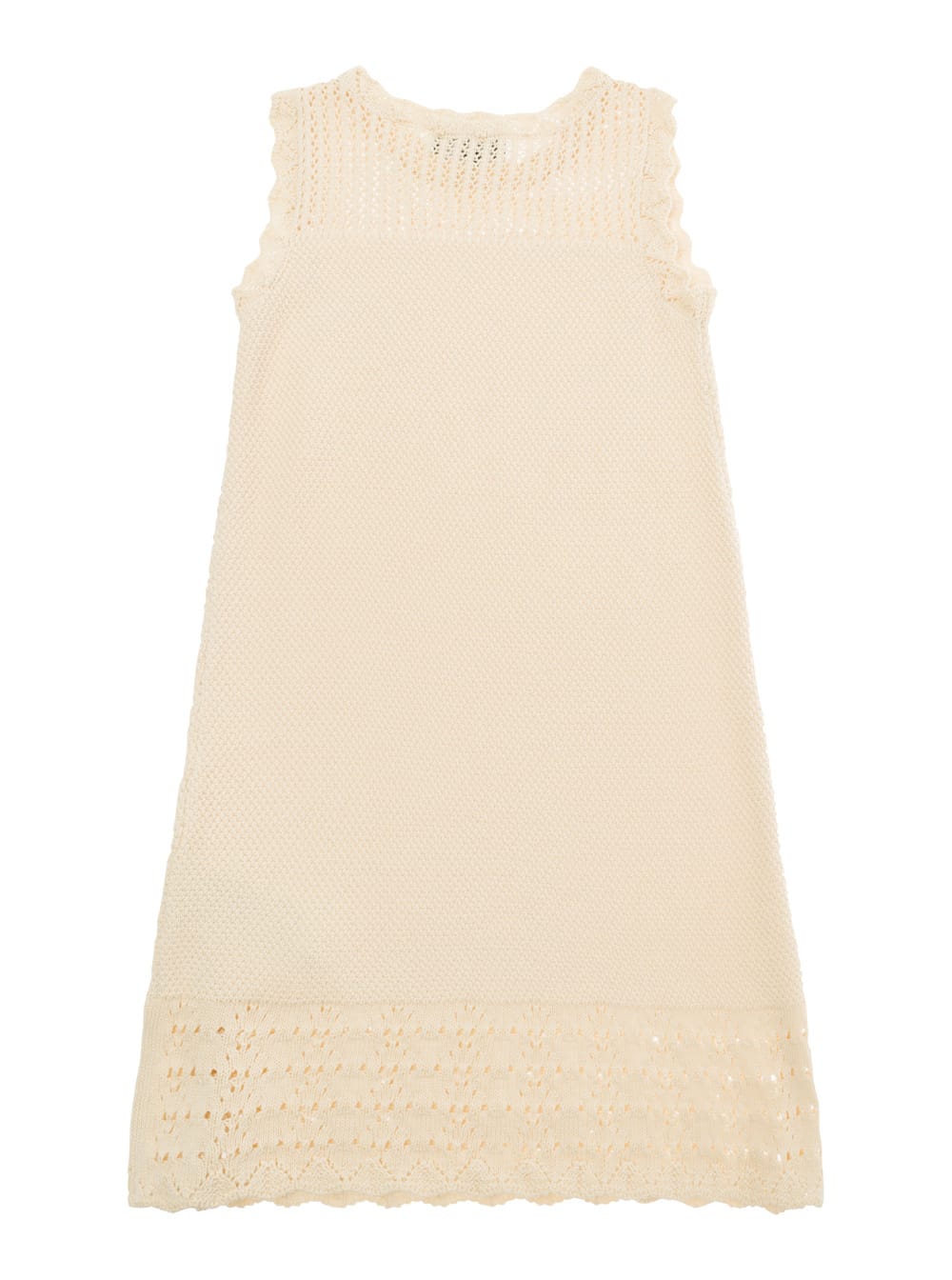 Shop Emporio Armani Beige Sleeveless Knitted Dress In Cotton Girl