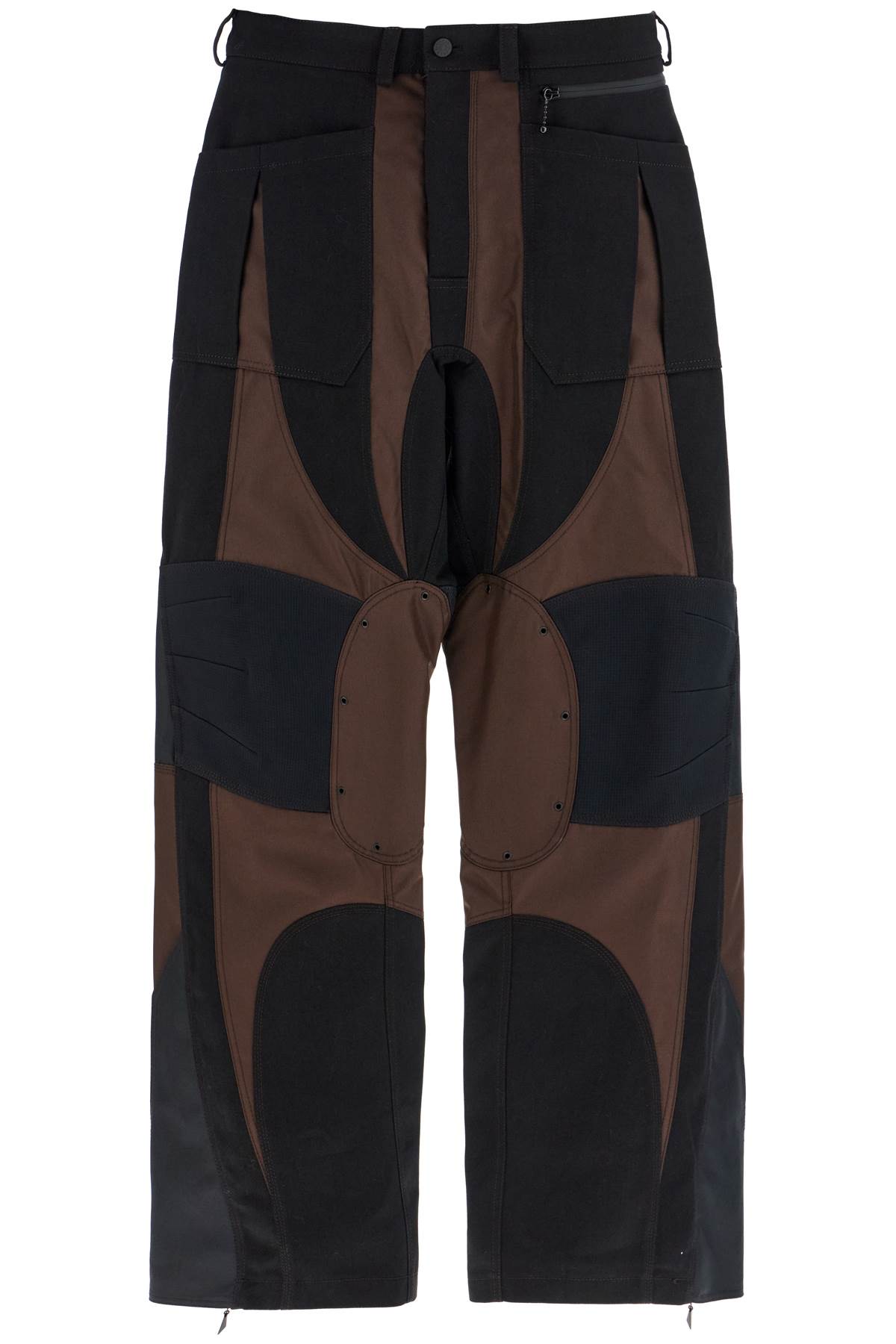 Shop Mugler Patchwork Cargo Pants With In Black Dark Chocolate (brown)