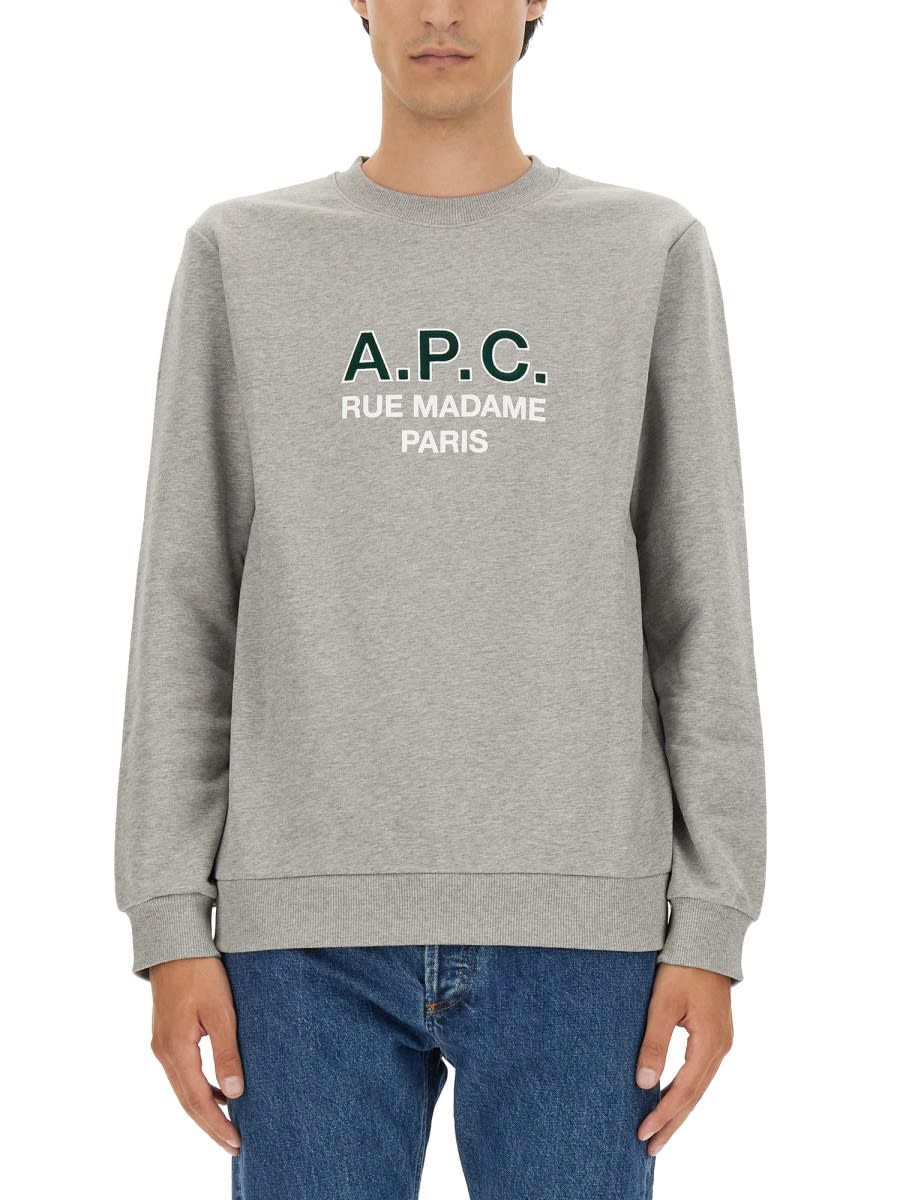 Shop Apc Sweatshirt With Logo In Grey