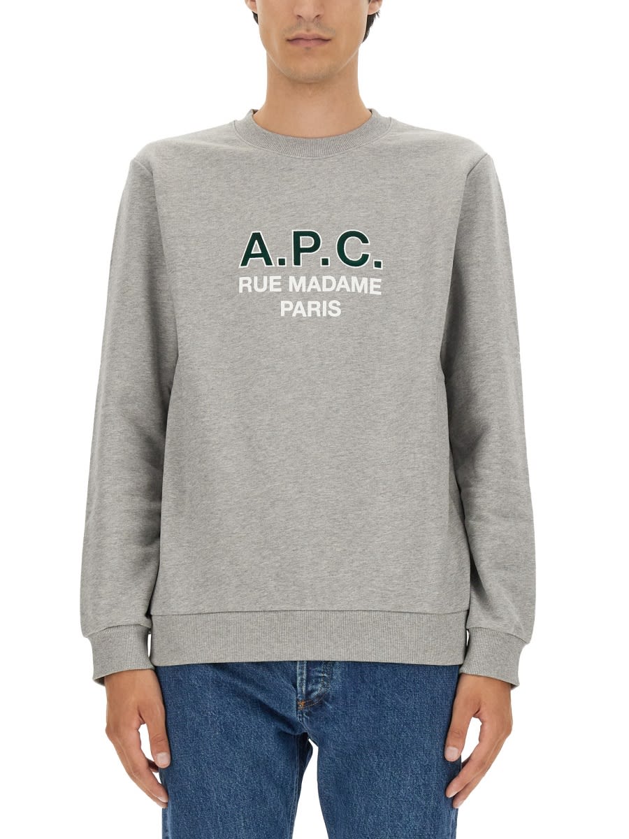 Apc A.p.c. Sweatshirt With Logo In Grey
