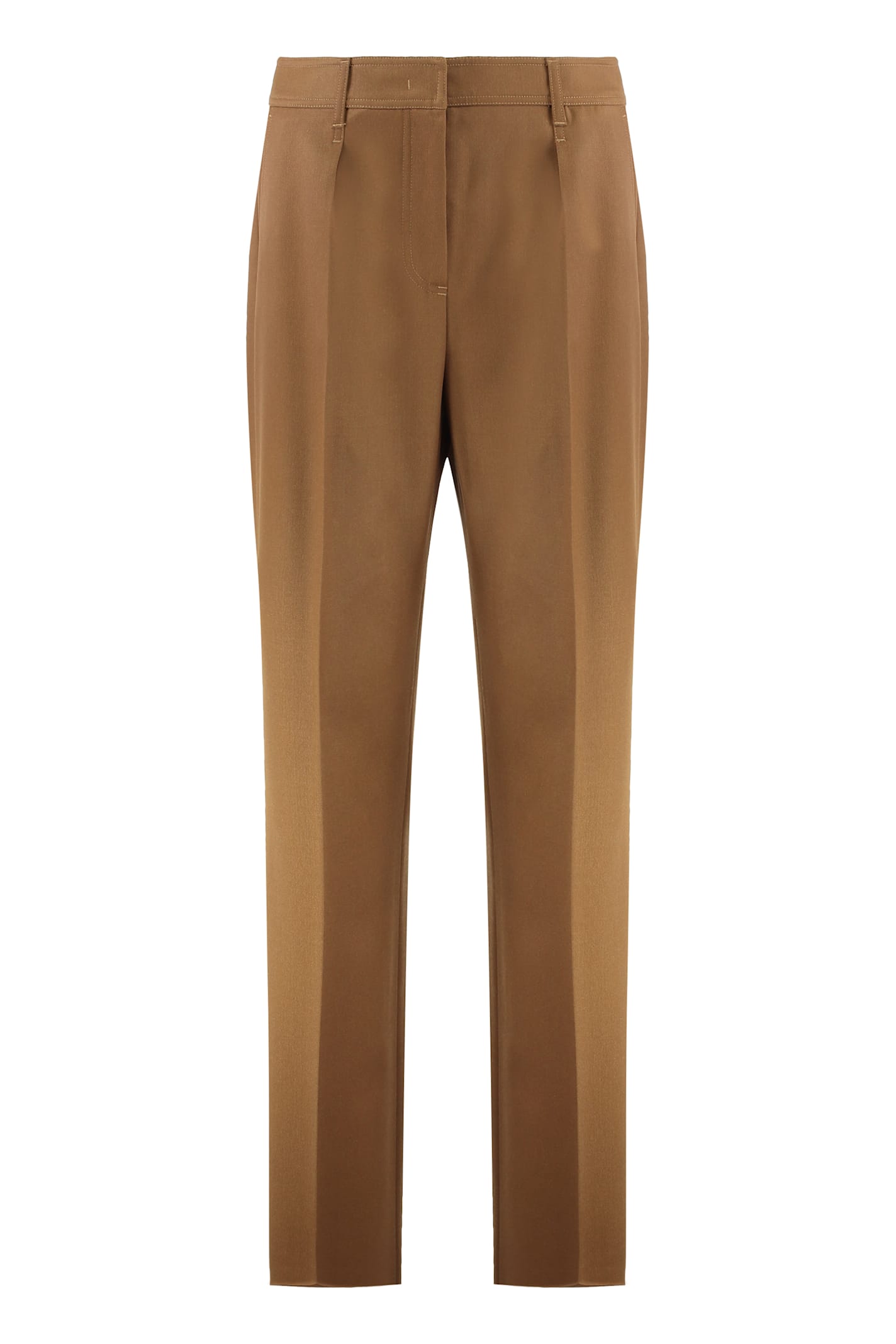 Max Mara Cotton Satin Trousers Back Pockets In Brown