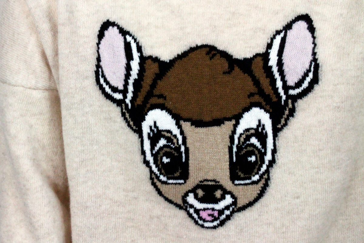 Monnalisa Crewneck Sweater In Wool With Inlay On The Front In White