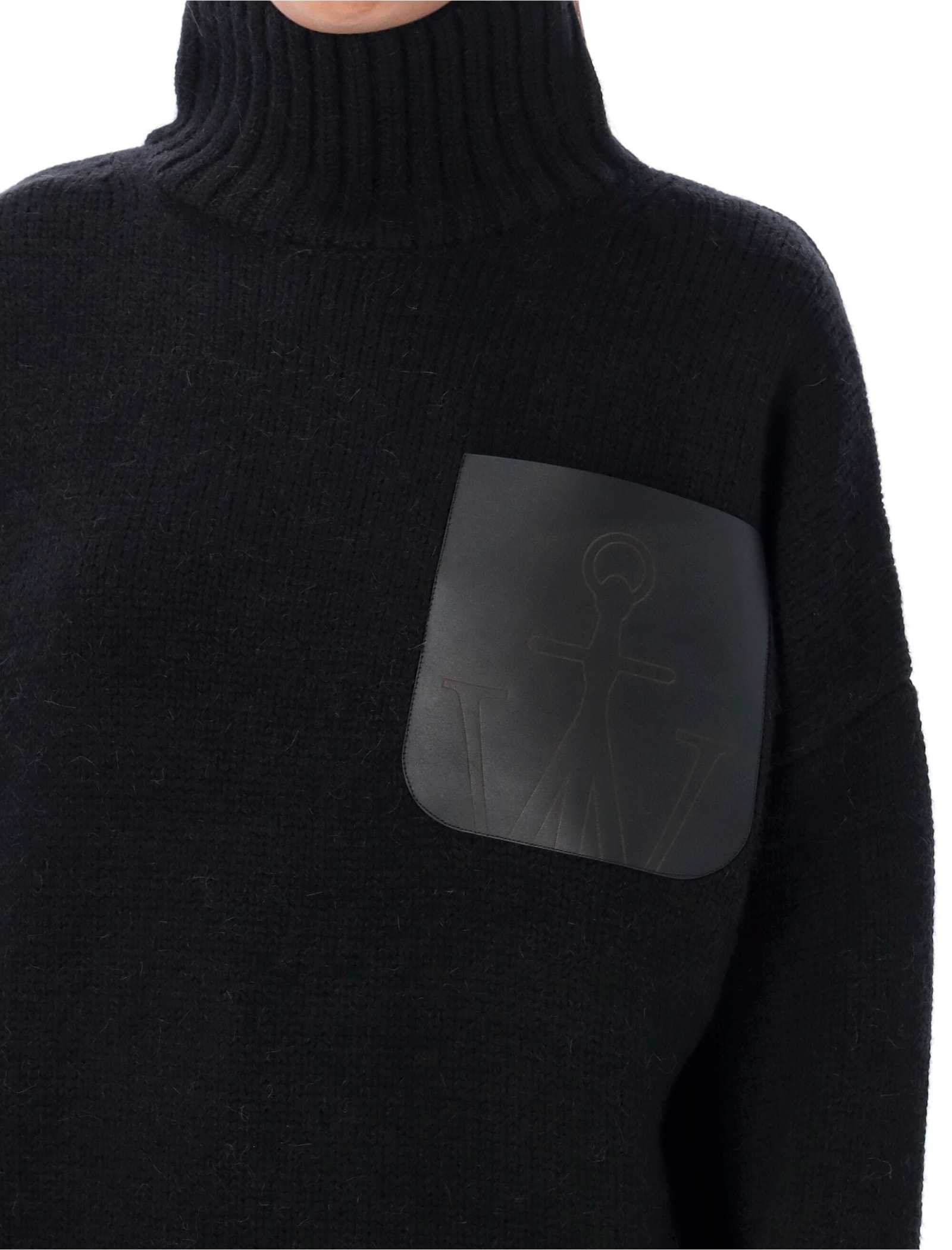 Shop Jw Anderson Leather Patch Pocket High Neck In Black