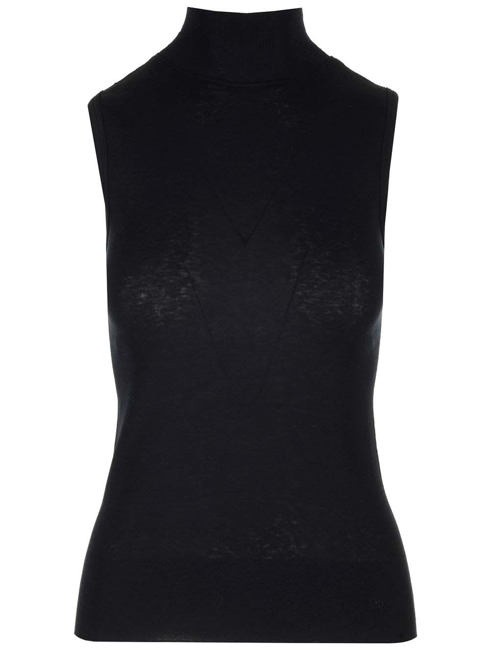 Lemaire Ribbed Polo Neck Tank Top In Black