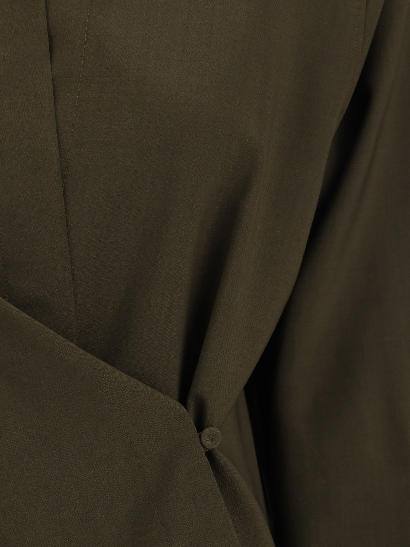 Fendi Women Green Shirt With Asymmetric Side Closure And Cut-out Detail On The Front In Wool Woman In Green