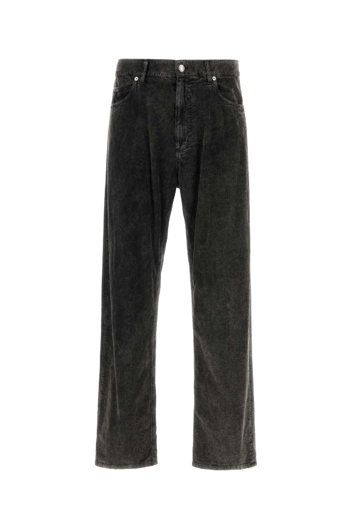 Shop Dolce & Gabbana Charcoal Stretch Corduroy Pant In Nero