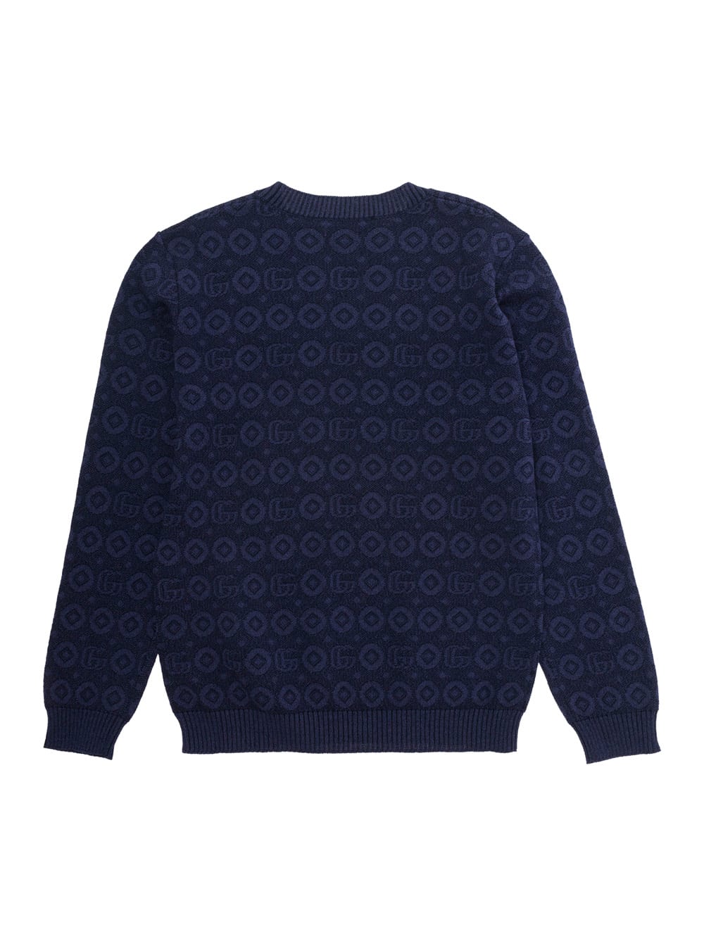 Gucci Girls Navy Kids Branded-pattern Wool-blend Knitted Jumper 4-12 Years In Blu