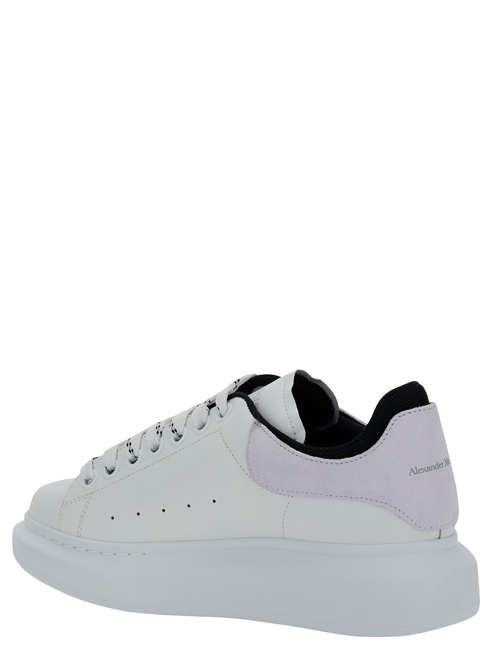 Shop Alexander Mcqueen White Low Top Sneakers With Double Heel Tab And Oversized Platform In Leather Woman In Multicolor