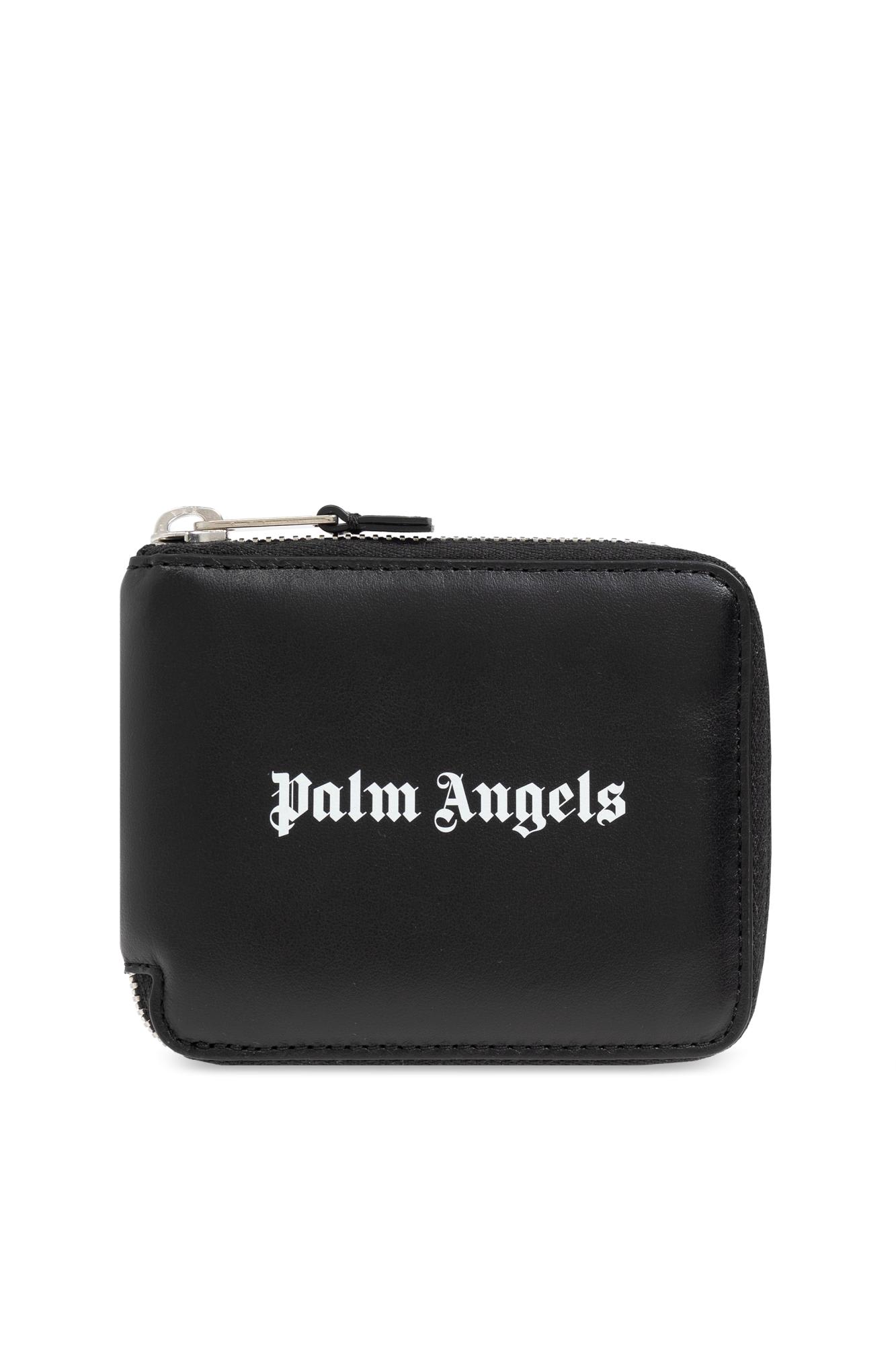 Shop Palm Angels Wallet With Logo In Black/white