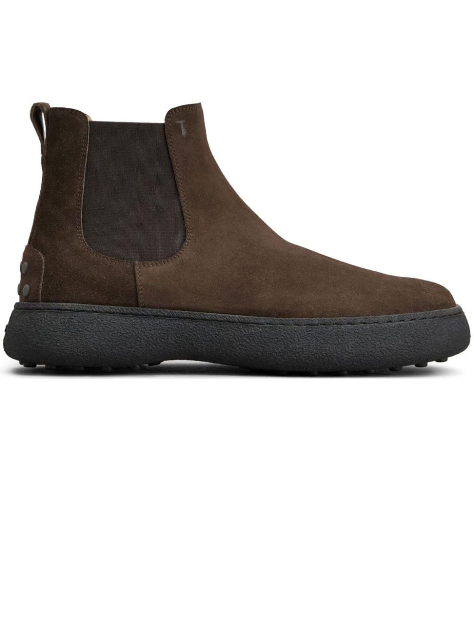 Shop Tod's Brown Suede Ankle Boots