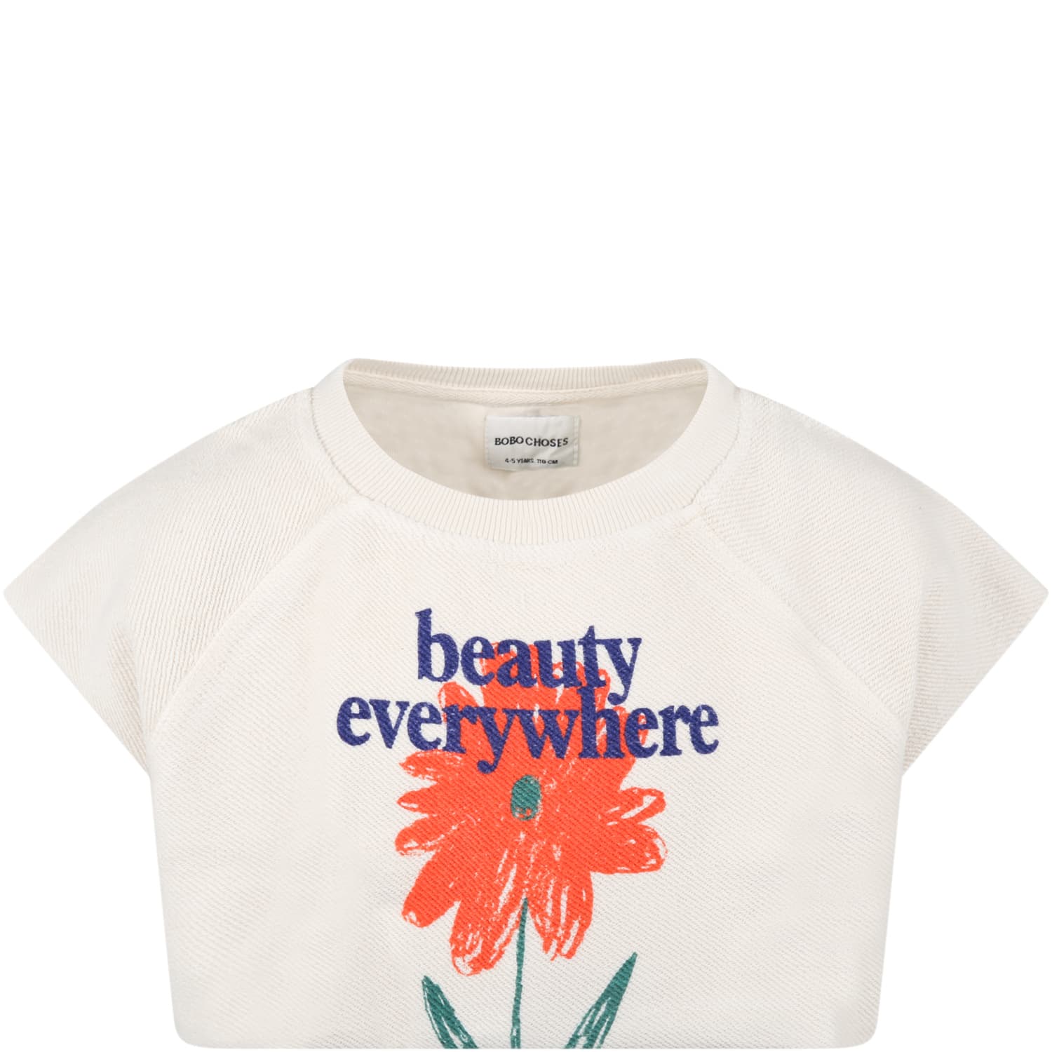 Bobo Choses Ivory T-shirt For Girl With Flowers