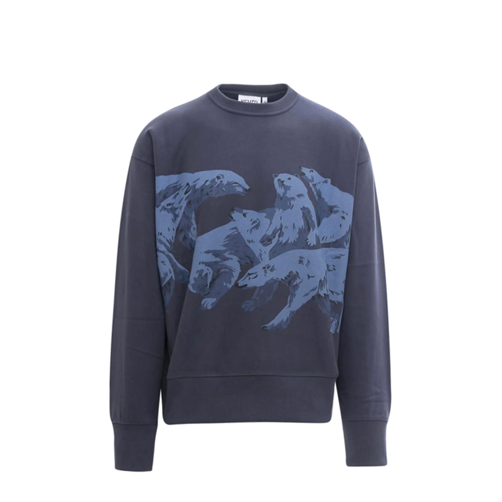 Shop Kenzo Polar Bear-print Cotton Sweatshirt In Blue