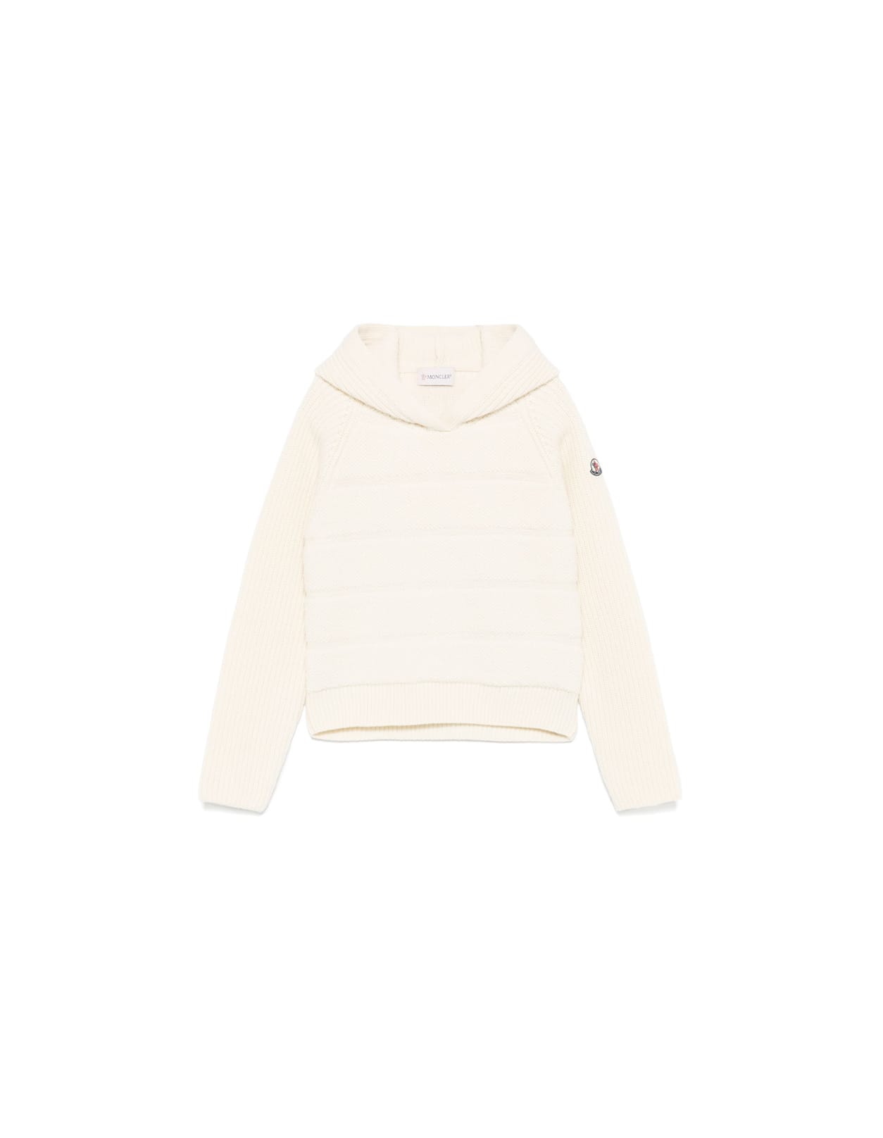 Moncler Kids' White Wool Hooded Sweater In Neutral