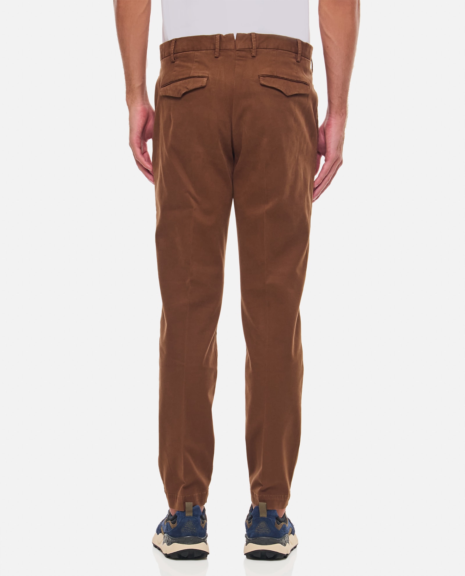 Shop Pt Torino Cotton Trousers In Brown