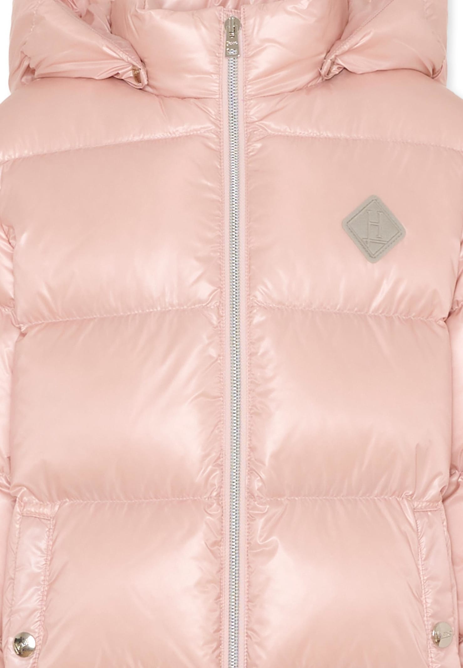 Herno Pink Down Jacket For Girl With Logo In Pink