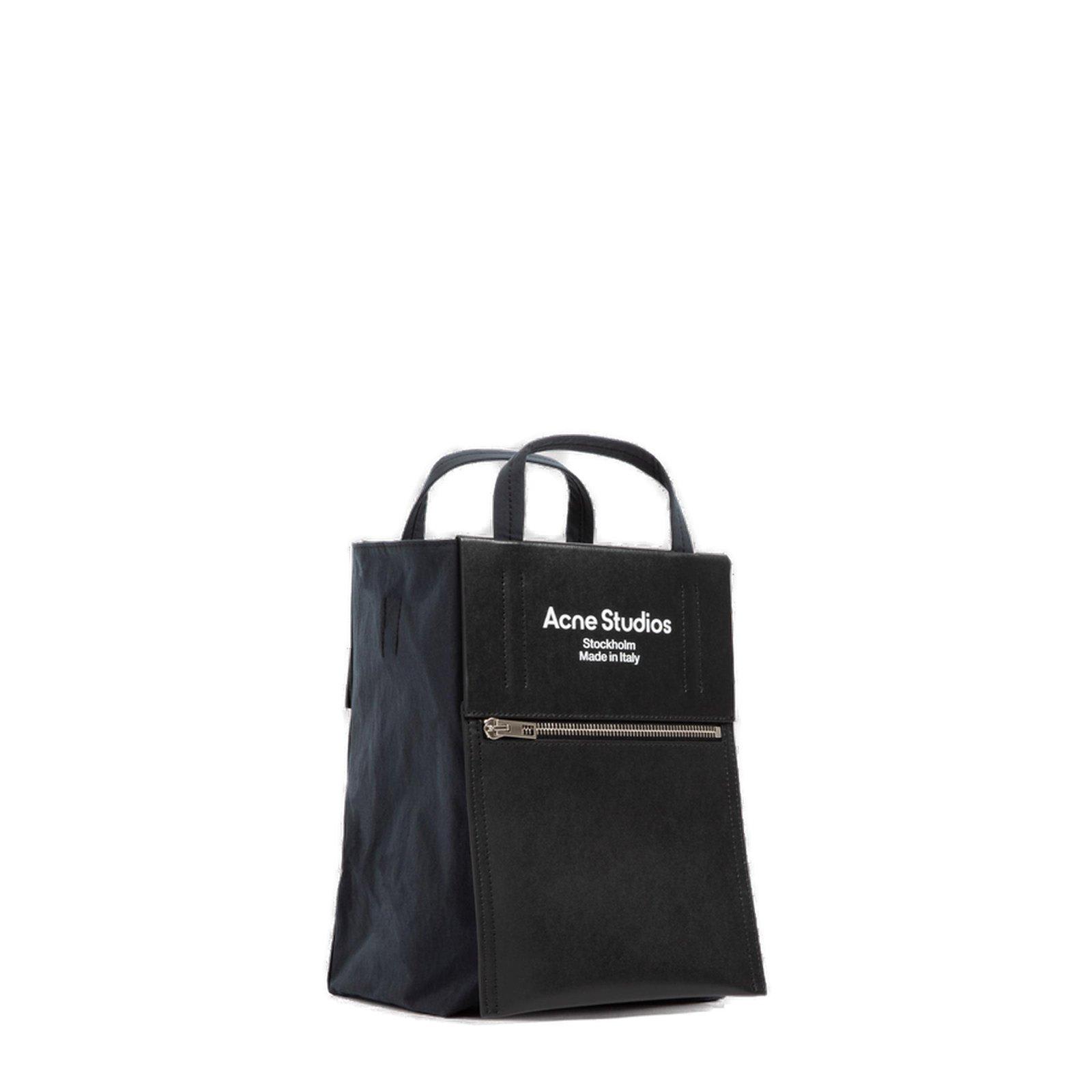 Shop Acne Studios Papery Logo Printed Tote Bag In Black