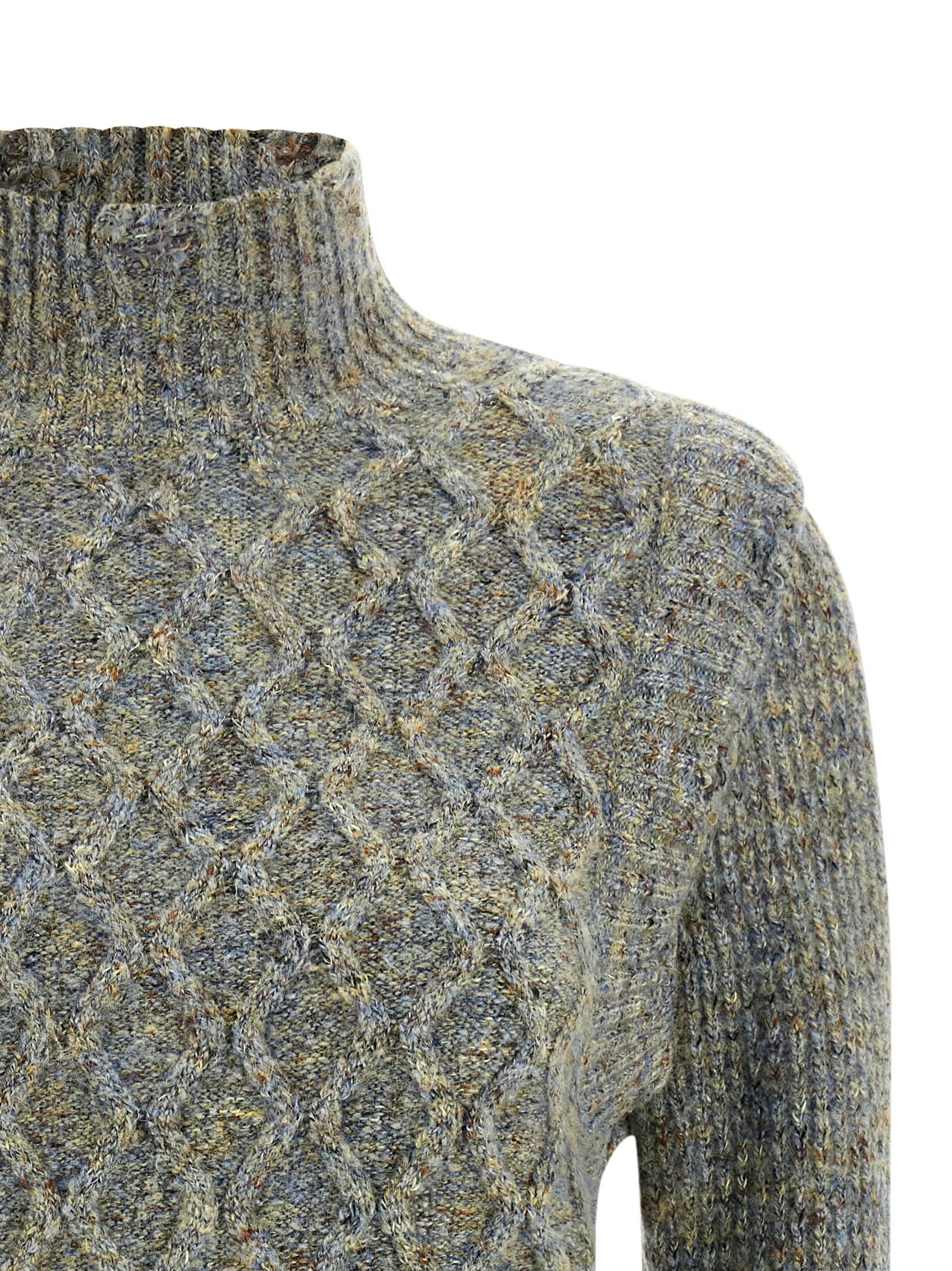 Pinko Proud Mary Cable-knit Turtleneck Sweater In Green