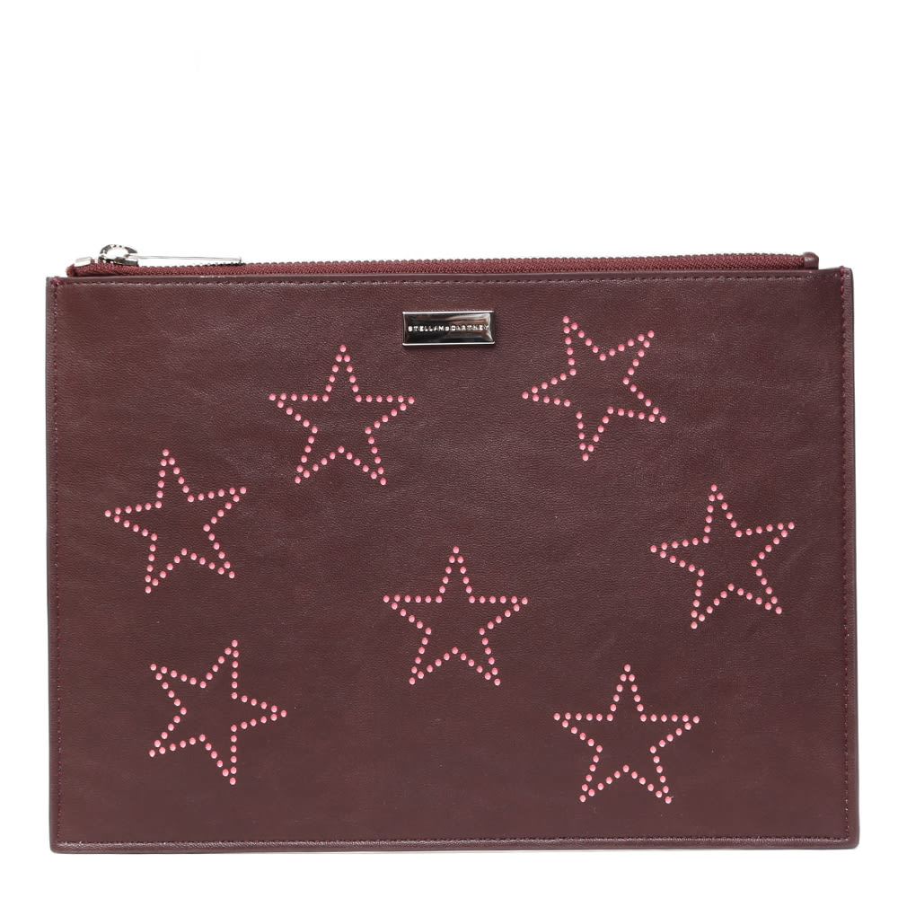 Stella McCartney Burgundy Faux Leather Wallet With Stars
