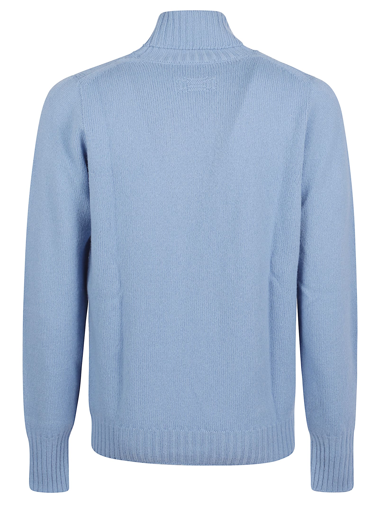Drumohr Turtleneck Thin Wool Long Sleeves Sweather In Blue