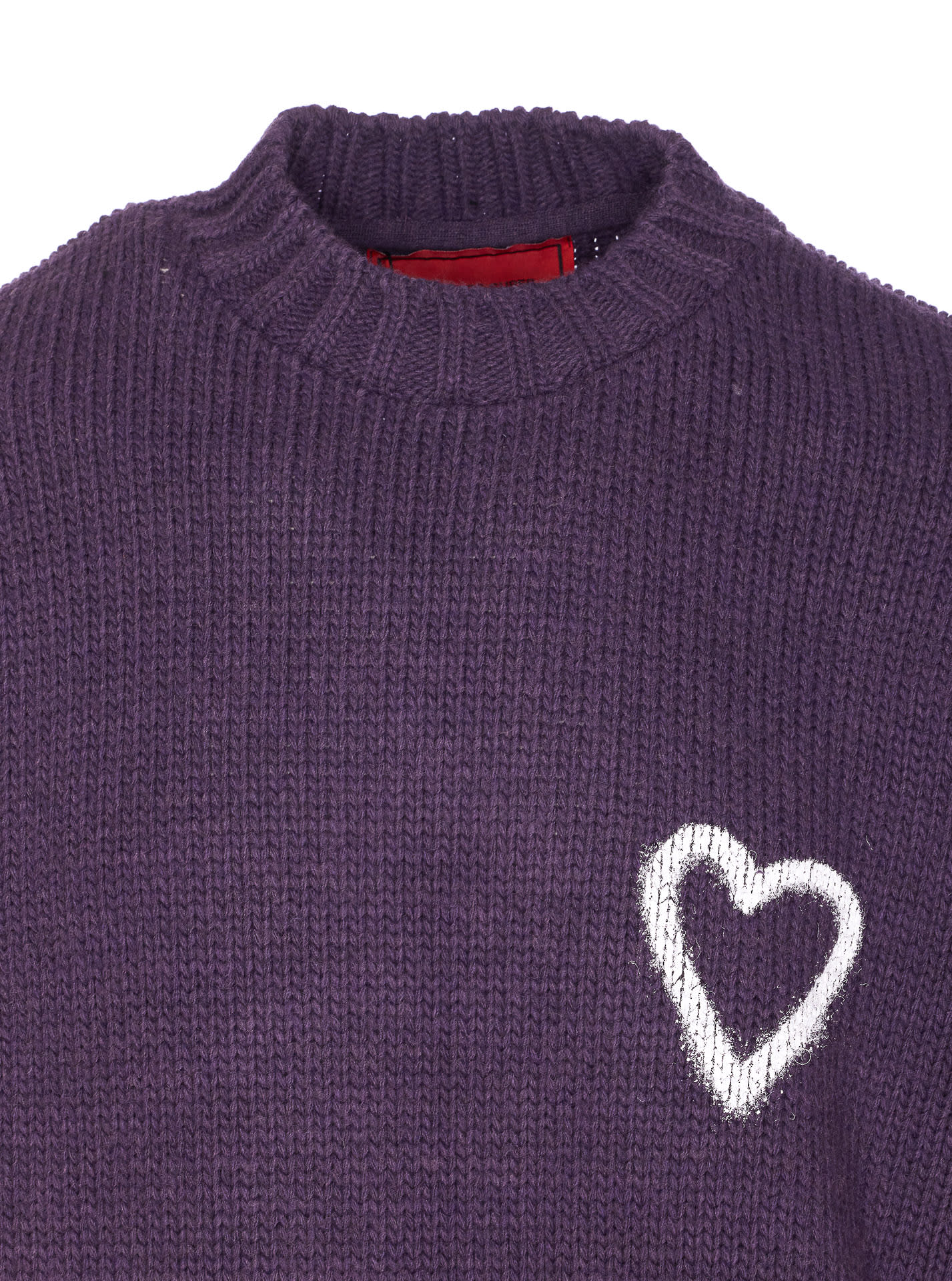 Vision Of Super Heart-embroidered Crewneck Sweater In Purple
