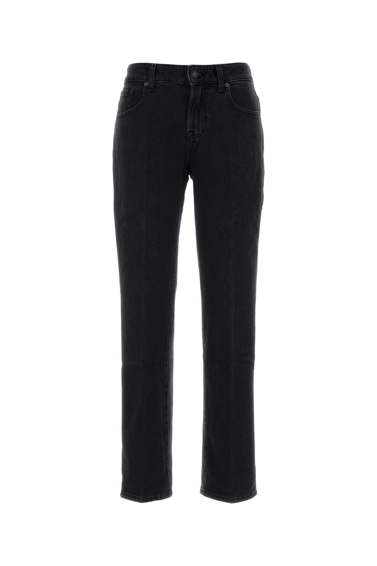 7 For All Mankind Black Stretch Denim Jeans In Black