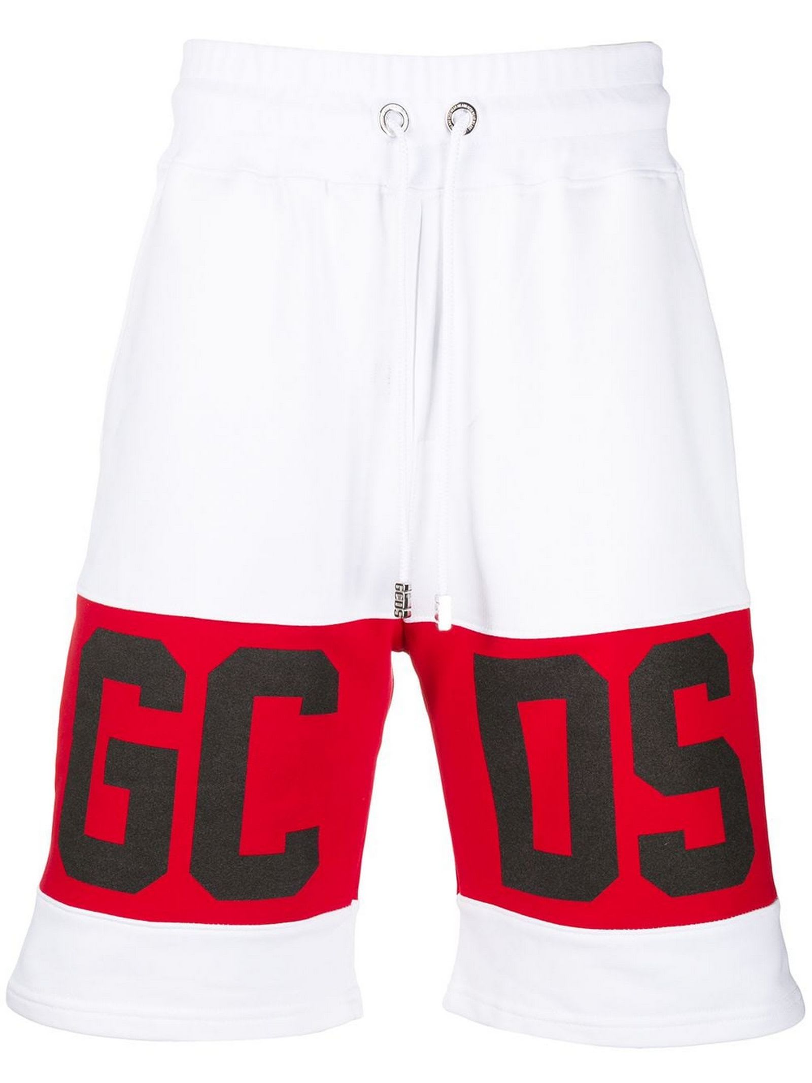 GCDS White Cotton Logo Panel Track Shorts