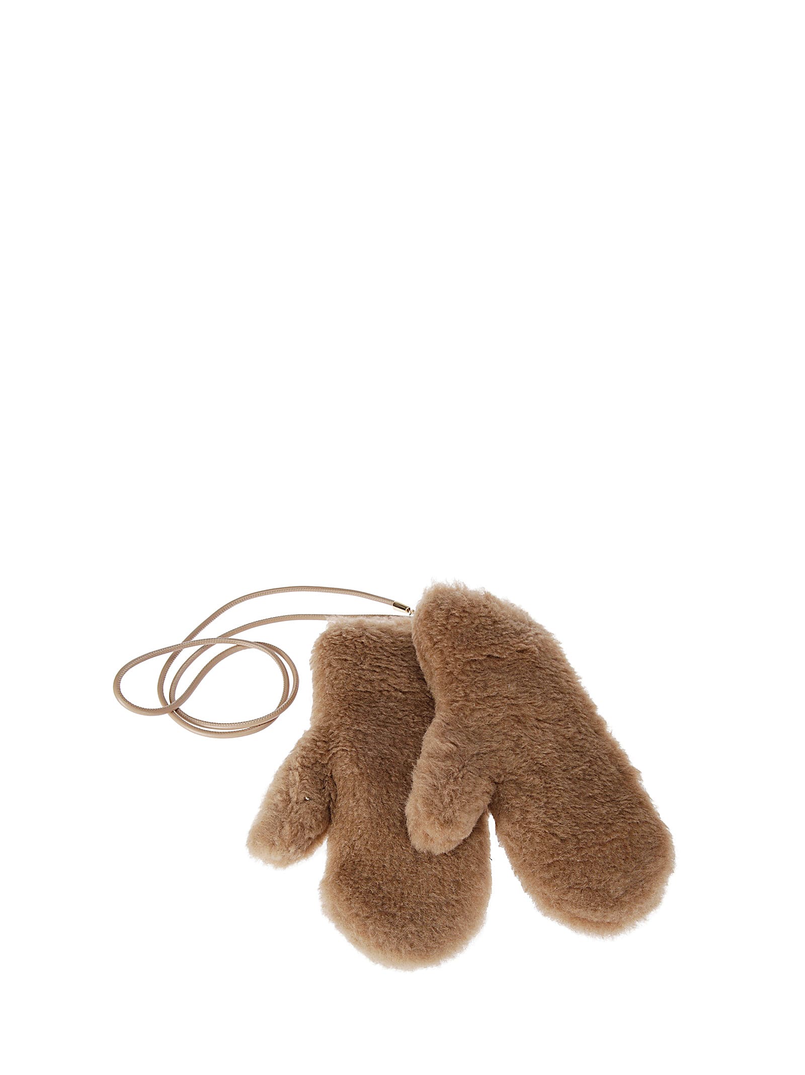 Max Mara Beige Ombrat2 Mittens In Camel