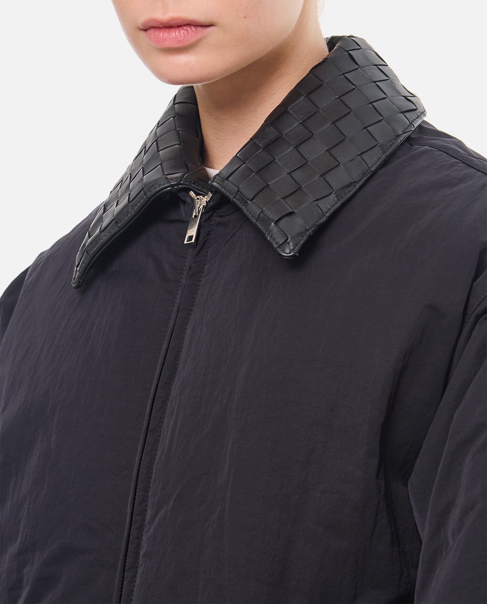 Shop Bottega Veneta Tech Nylon Down Jacket In Black