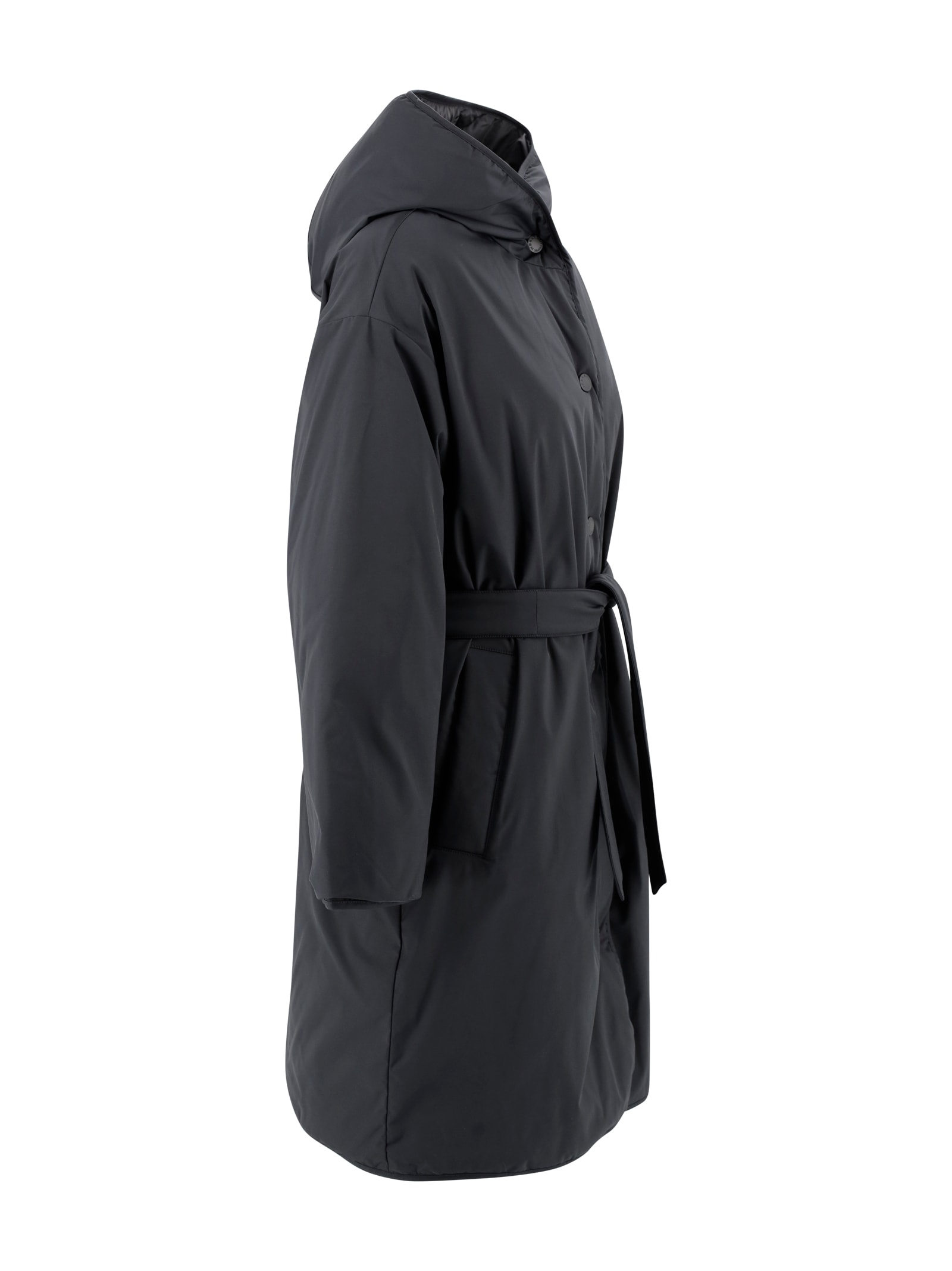 Weekend Max Mara Reversible Down Jacket In Water-repellent Twill In Black
