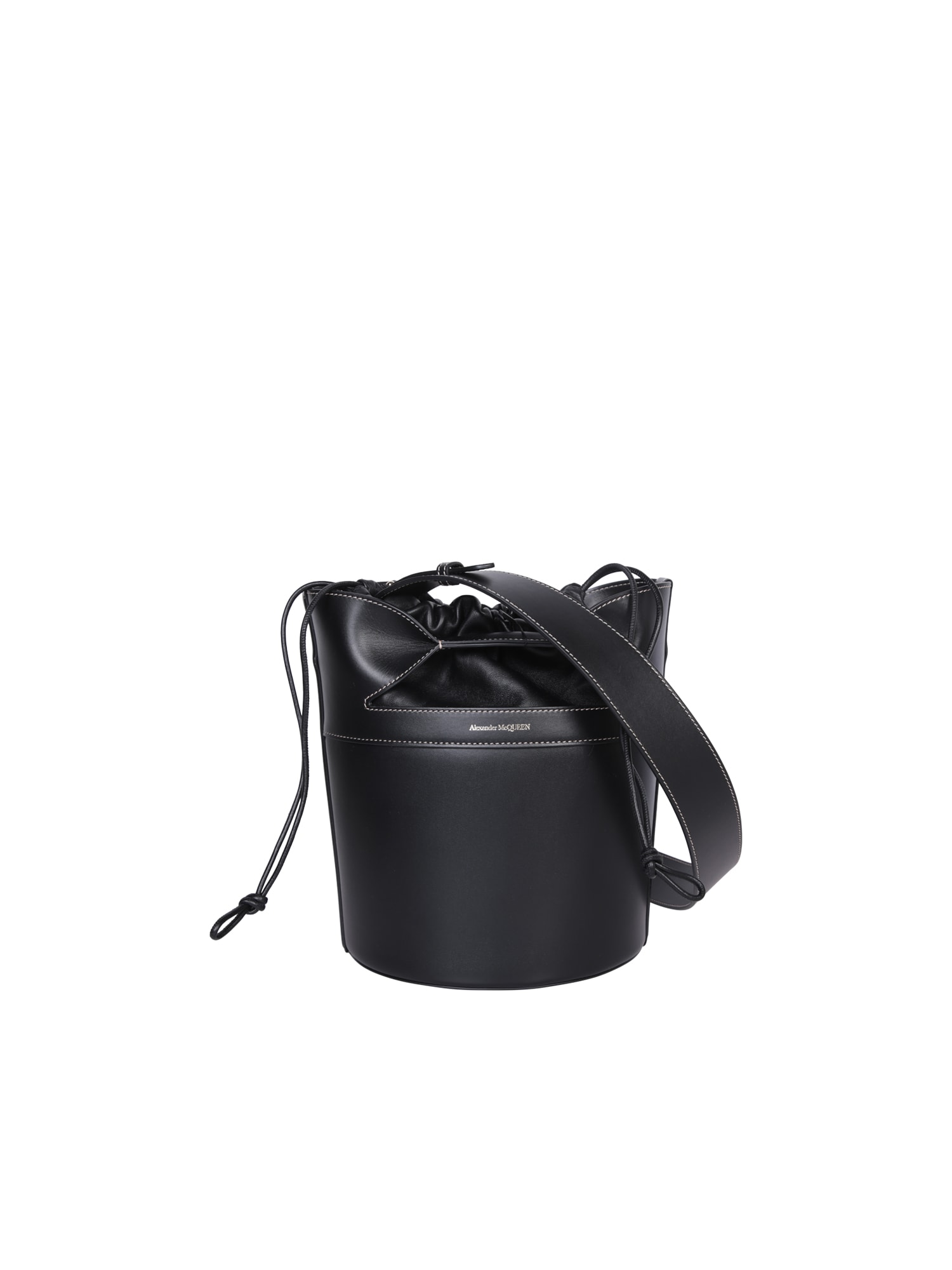 Shop Alexander Mcqueen Bucket Bow Black Bag