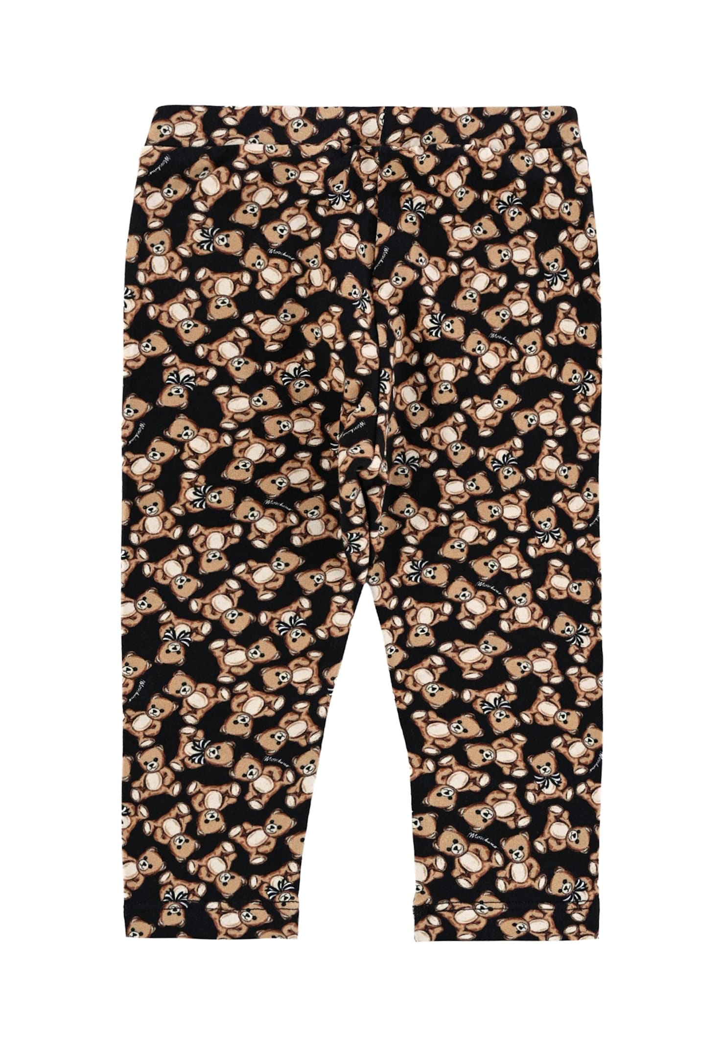 Moschino Black Leggings For Baby Girl With Teddy Bear In Multi