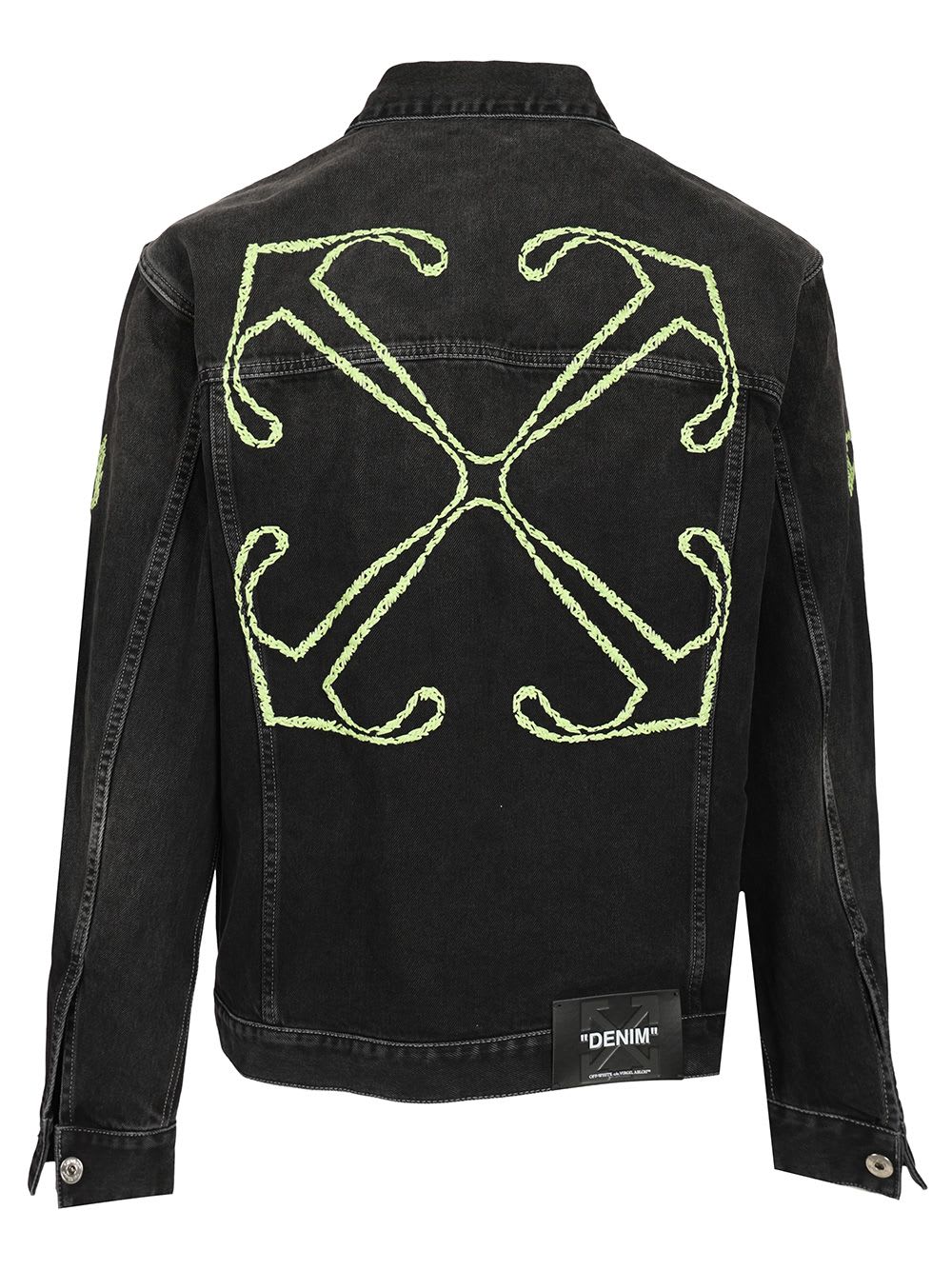 Off-white Diagonal Arrow Outline Embroidered Denim Skate Jacket