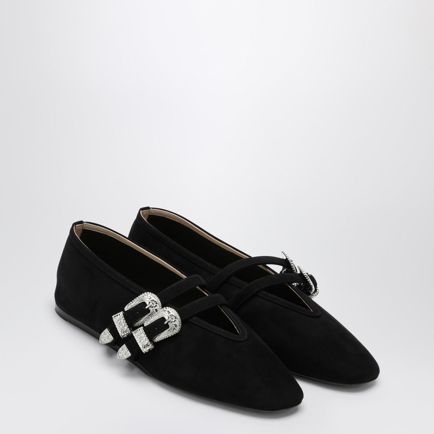 Black Suede Ballerina Claudia