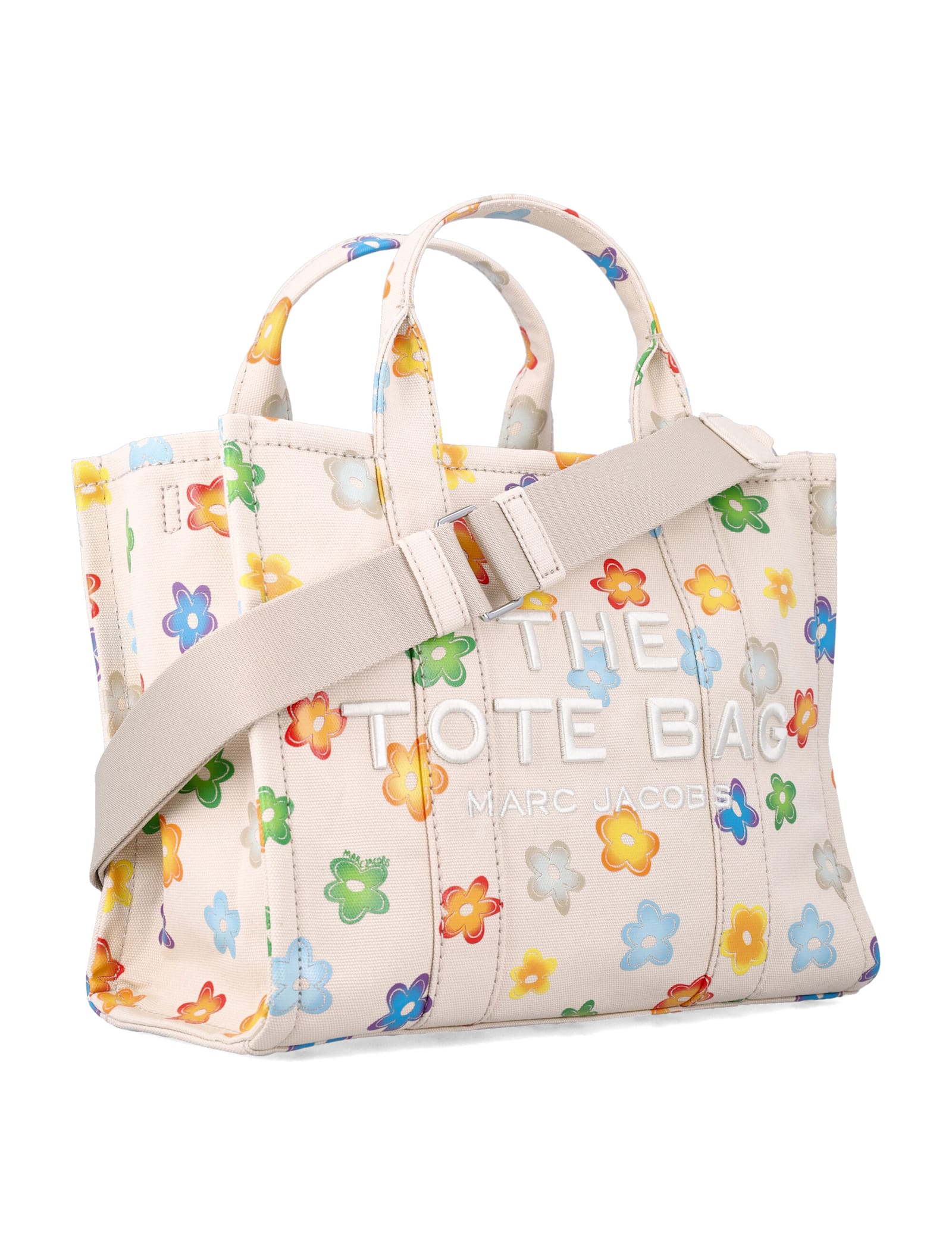 Marc Jacobs The Daisy Canvas Medium Tote Bag In White