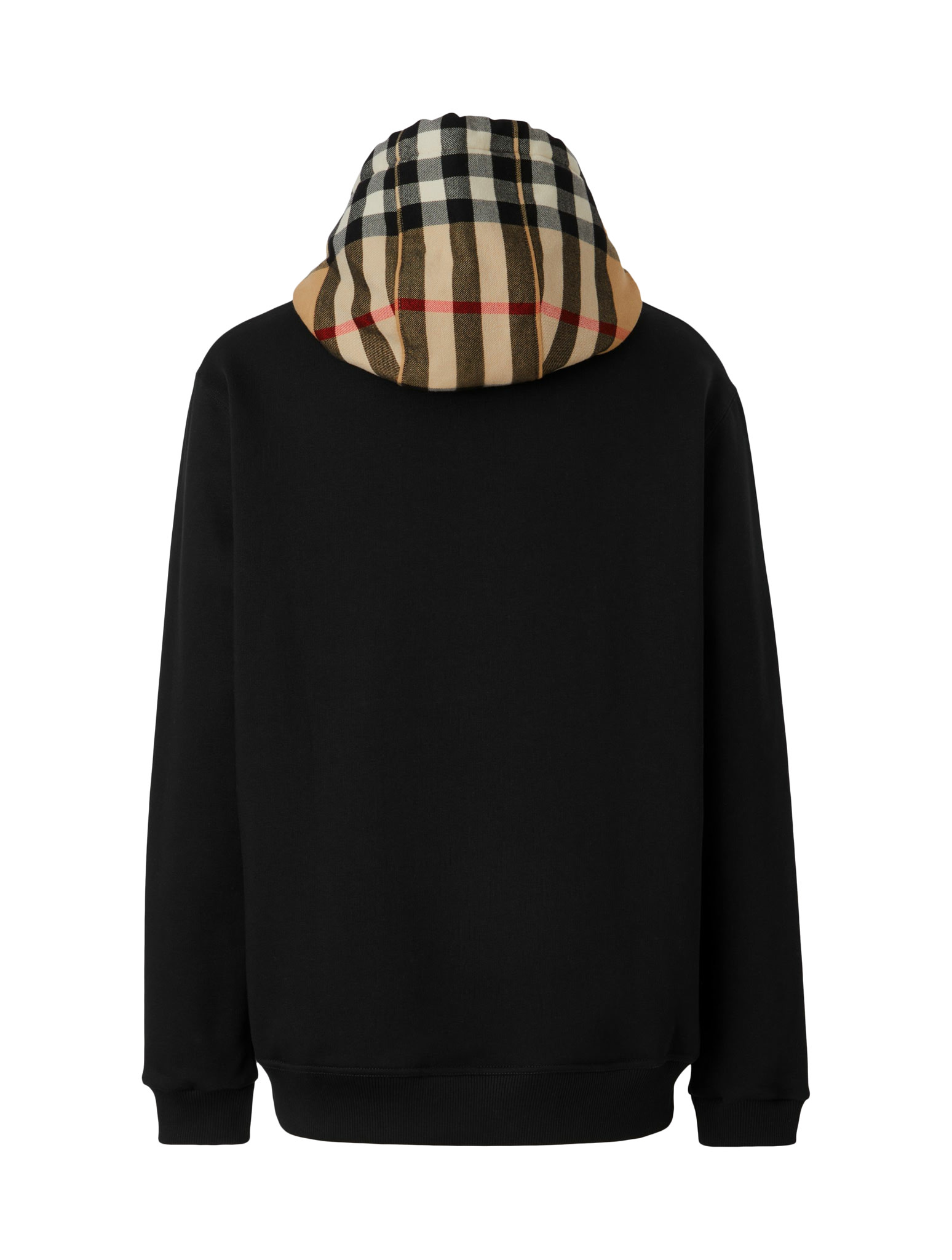 Shop Burberry Cotton Hoodie Check In Black