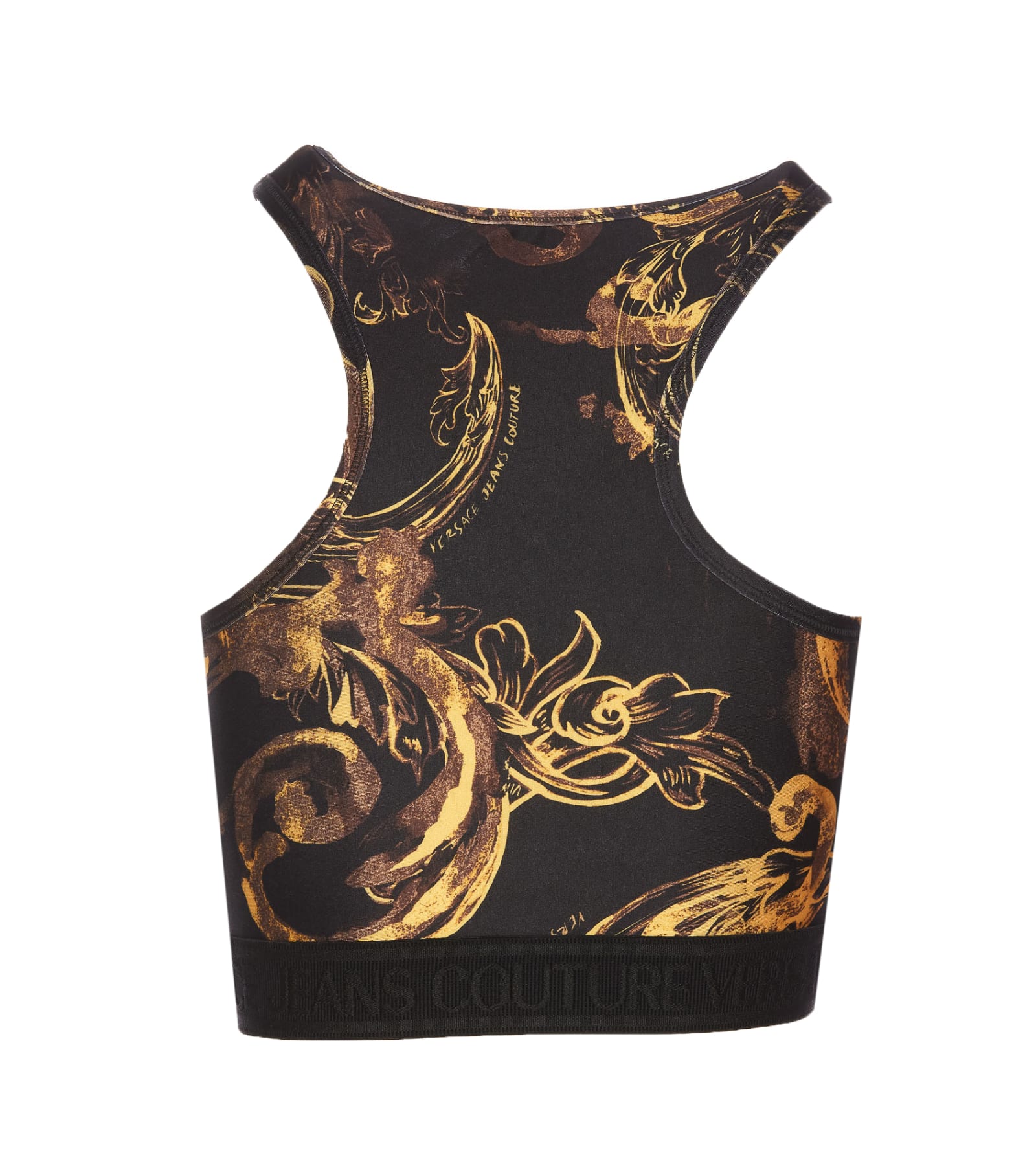 Shop Versace Jeans Couture Watercolour Couture Top In Black
