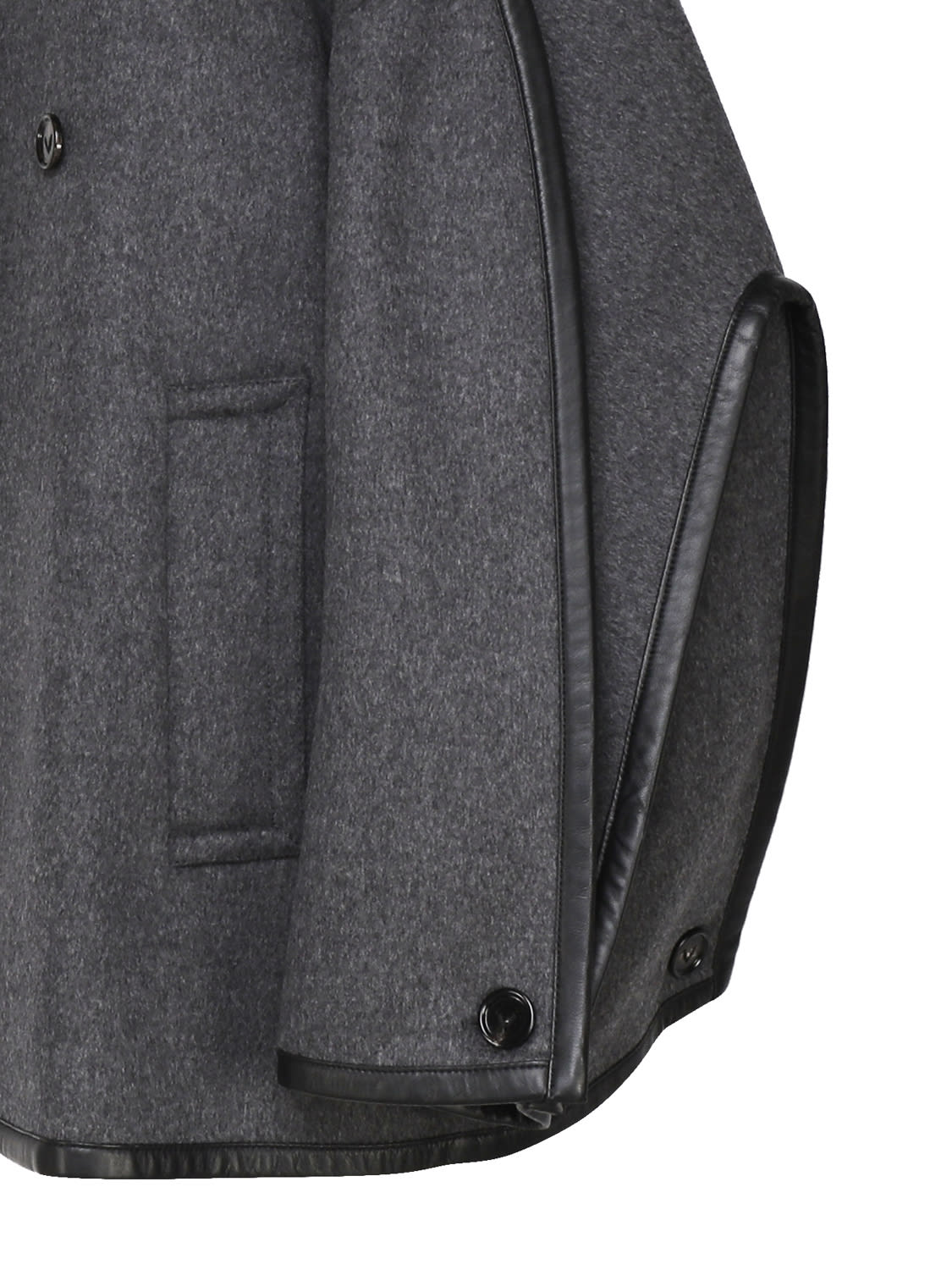 Shop Bottega Veneta Double-breasted Wool Cape In Grey