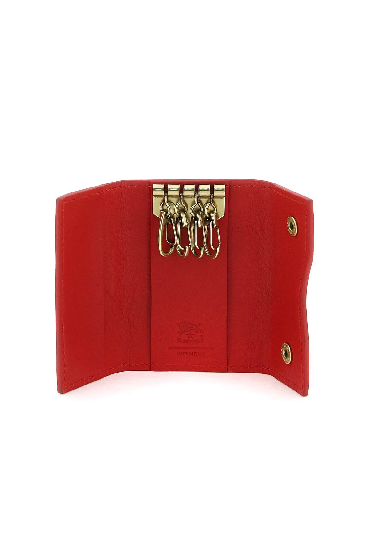 Shop Il Bisonte Leather Key Holder In Castagno Rosa (red)